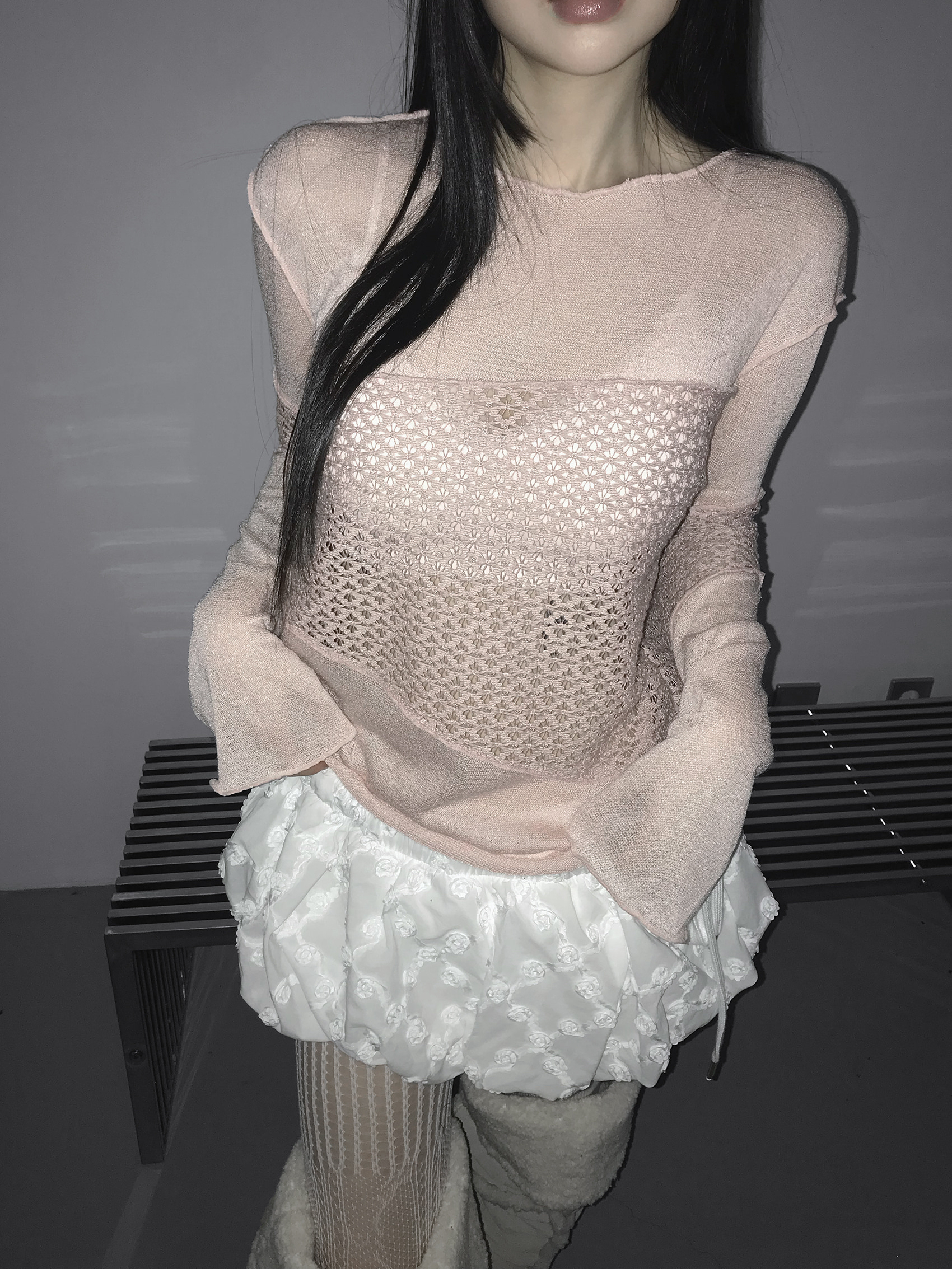 Asymmetrical Sheer Knit Top