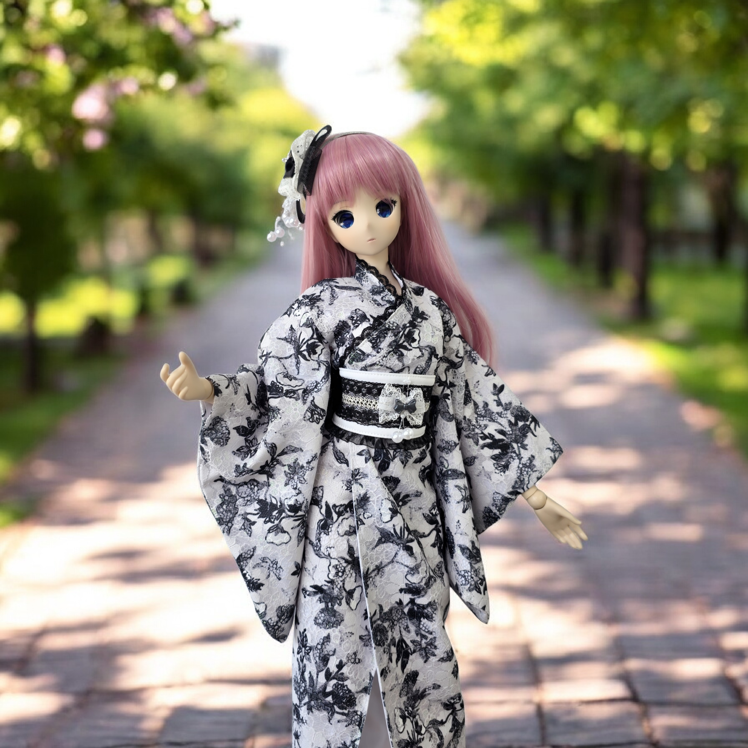 【dollremi】(DD0895) 黑白蕾絲和服 Black and White Lace Kimono