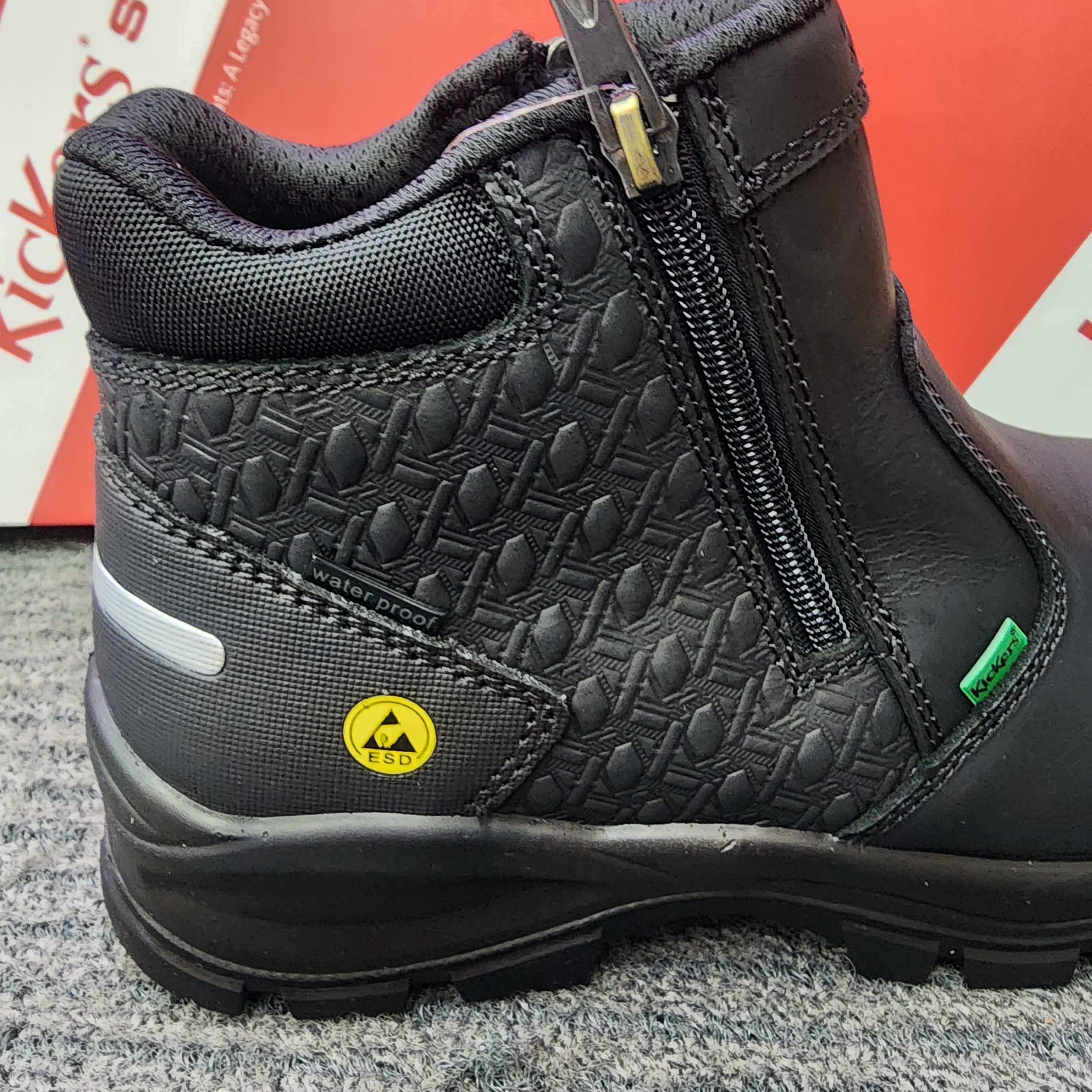 Kickers Safety PRO Safety 3068 Monogram Mid Cut Zip Full Black Safety Shoes