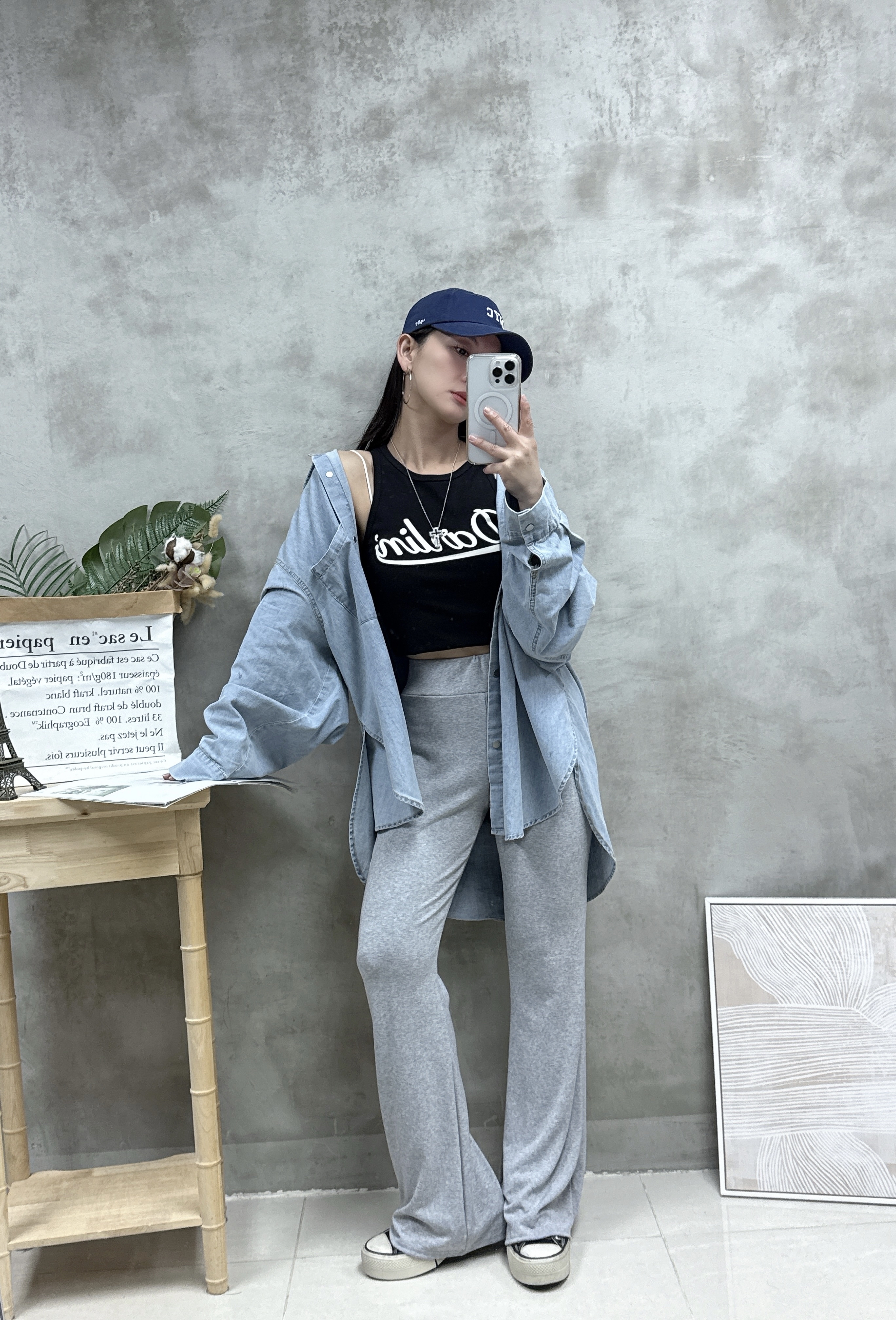 F23 高腰棉質喇叭褲