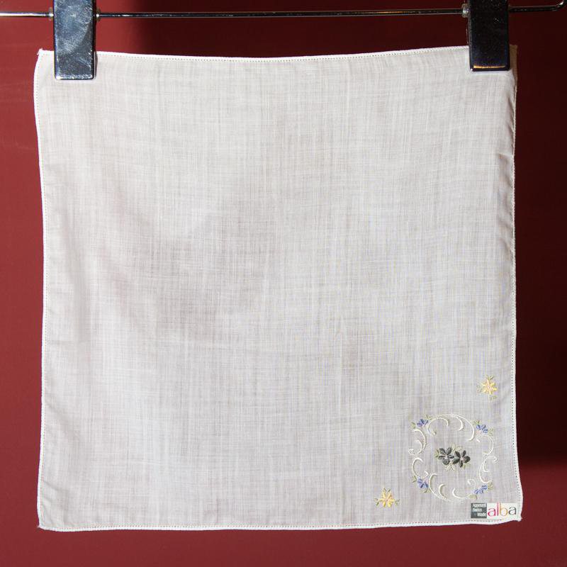 Vintage Swiss Alba Unused Handkerchief with Embroidery (EX094)