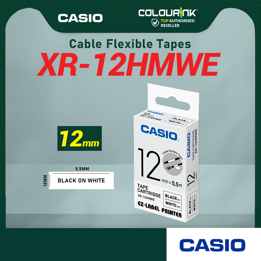 CASIO ORIGINAL GENUINE 12MM EZ LABEL TAPE FOR KL-120 KL-130 KL-820 KL-60 KL-HD1 KL-8400 KL-G2