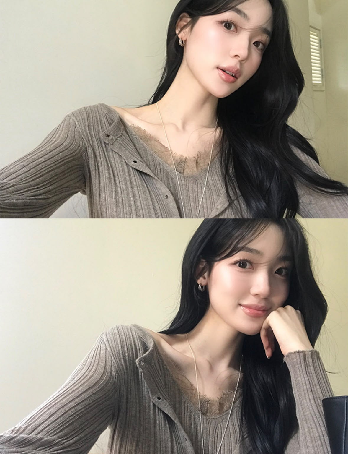 【法式慵懶】假兩件暗直紋吊帶上衣
