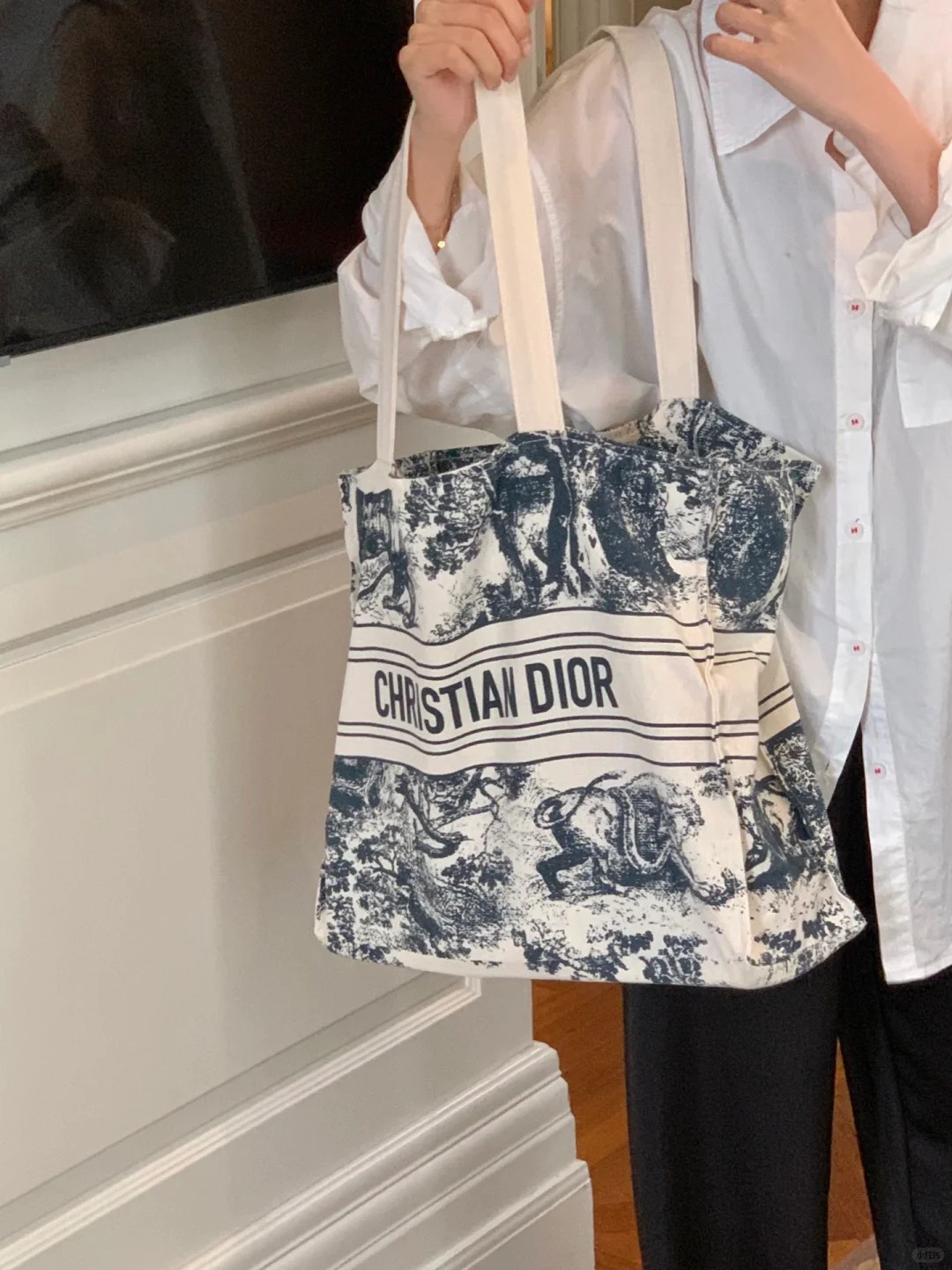 Dior 經典動物園帆布購物袋Tote Bag