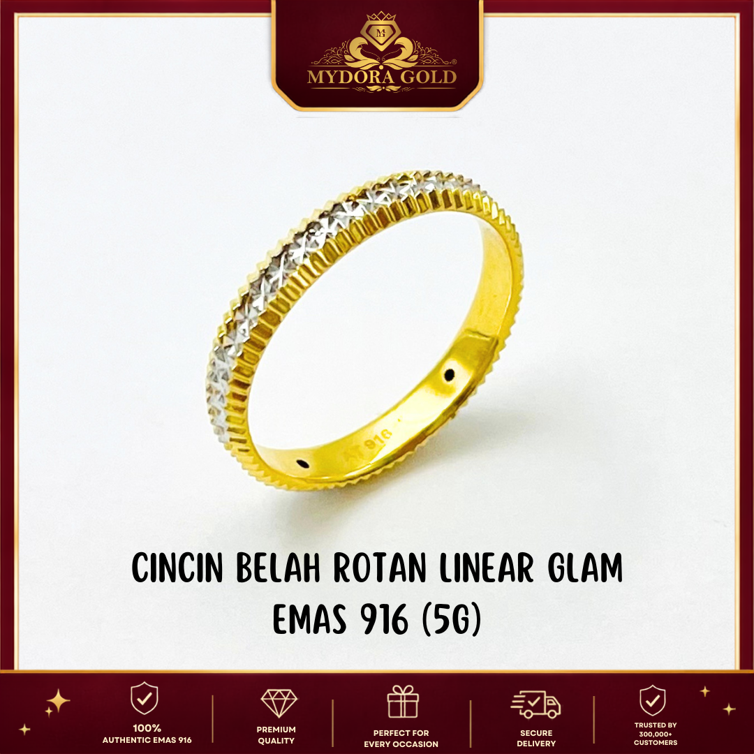 MYDORA Cincin Belah Rotan Linear Glam (5G) l EMAS 916/22K