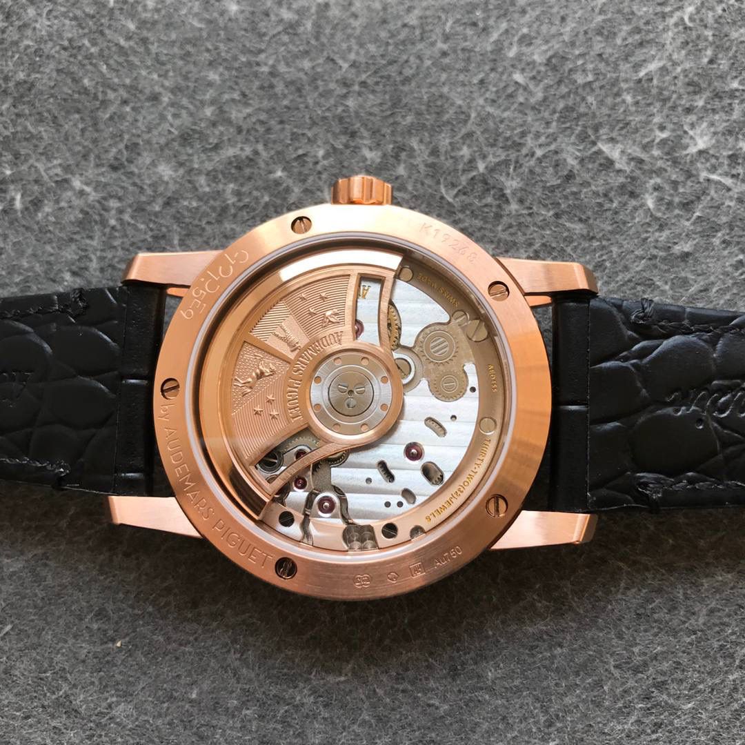 爱彼 Audemars Piguet 黑色表盘玫瑰金表壳男士腕表