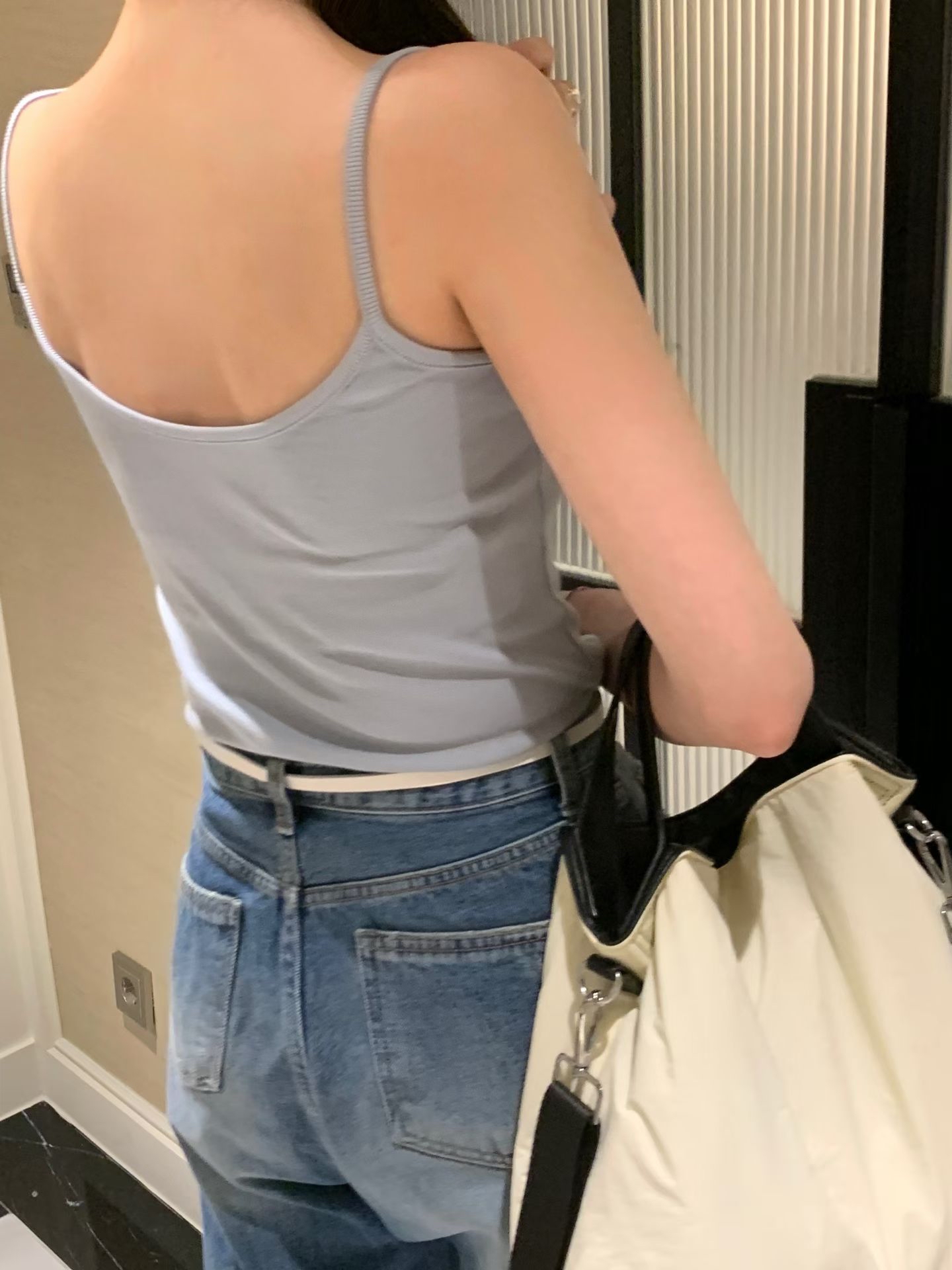 Elegant boat neck U-back cami top