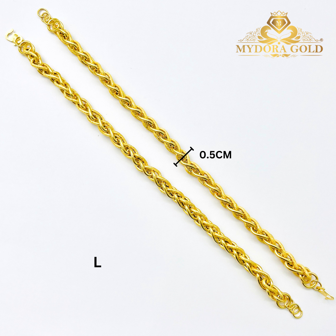 MYDORA Rantai Tangan Pintal Rapunzel Pasir l EMAS 916/22K