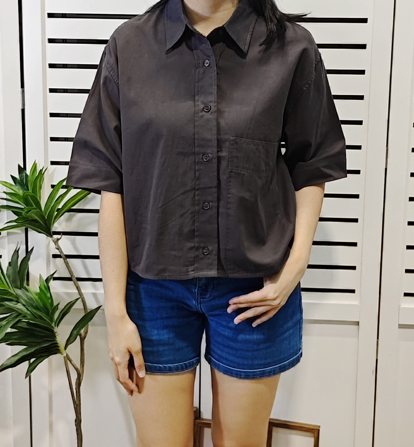 H133 Cotton Shirt With Singel Pocket