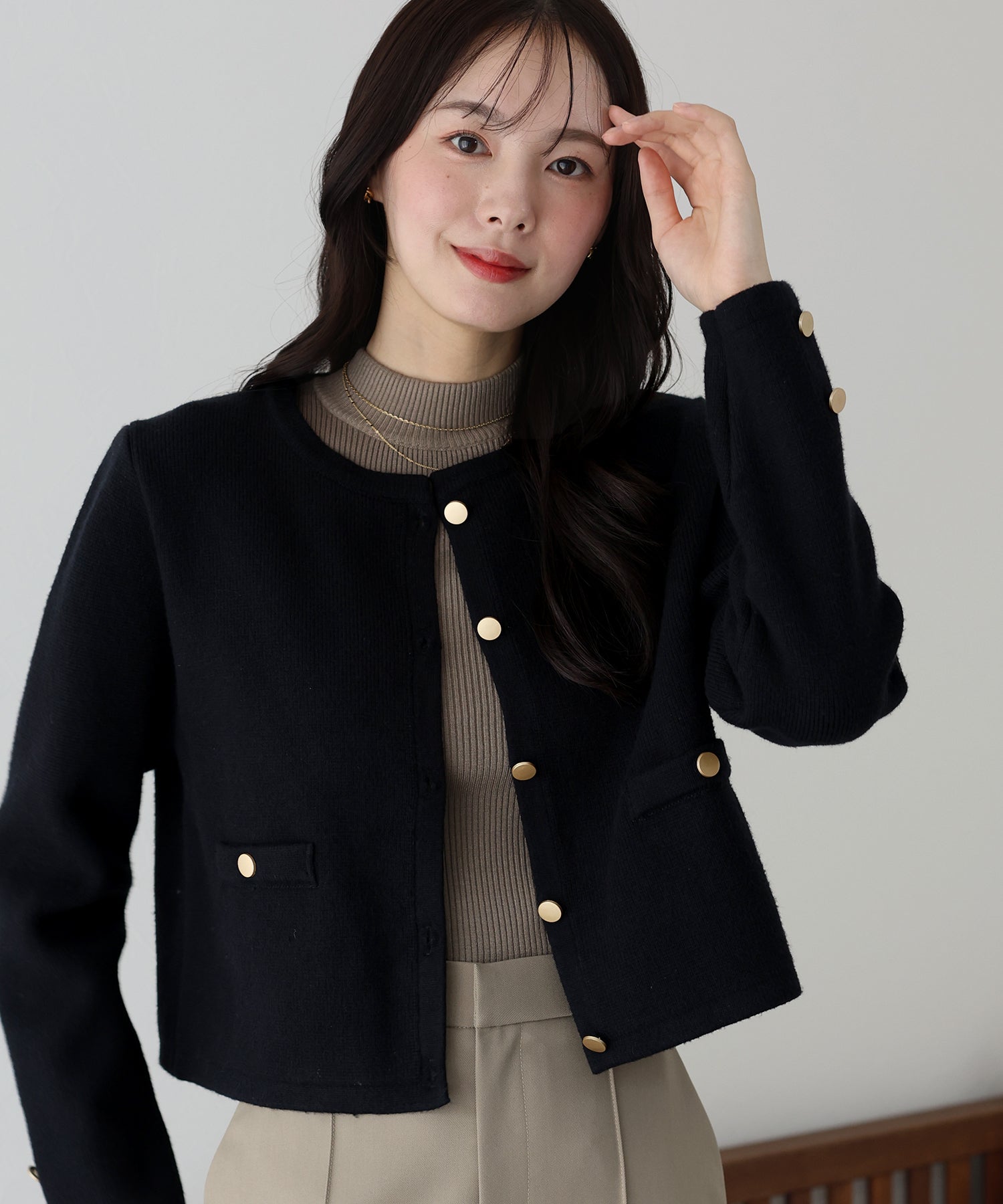 <JP> 輕奢風Gold Button Knit Jacket * 9色入 <預購>