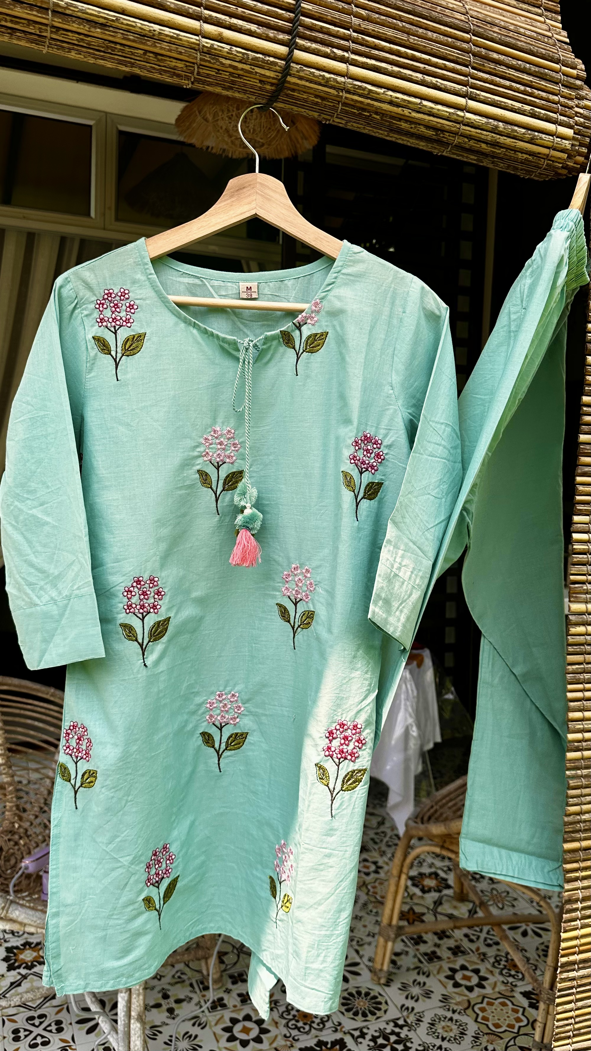 Green Embroidered Co-ord set 