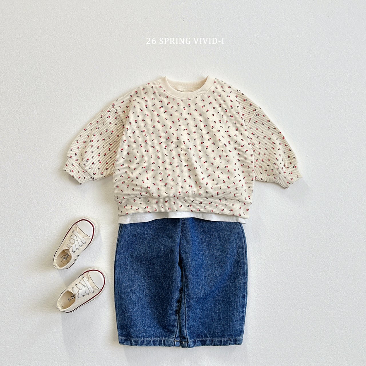 🌸預訂 韓國直送🌸🇰🇷VIVIDI兩色草莓碎花滿印長袖華夫格上下套裝