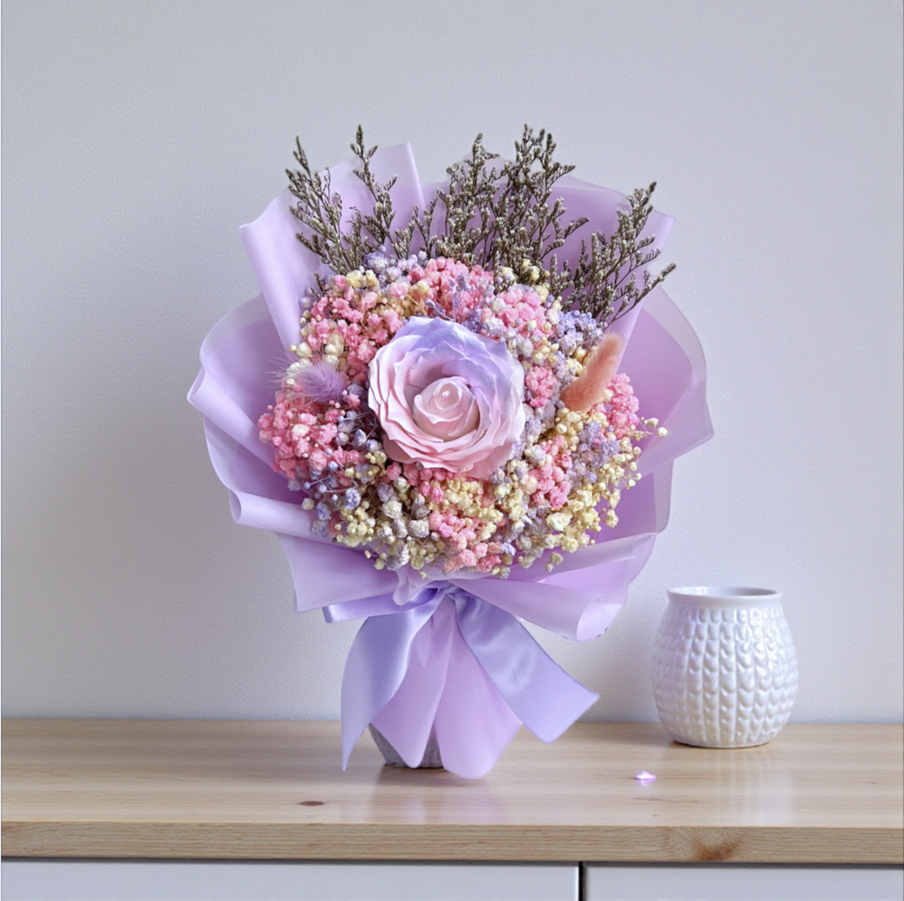   👉🏻乾👈🏻 香皂粉紫大玫瑰丨粉紫系花束丨小花束丨心意小花束丨情人節小花束丨畢業小花束