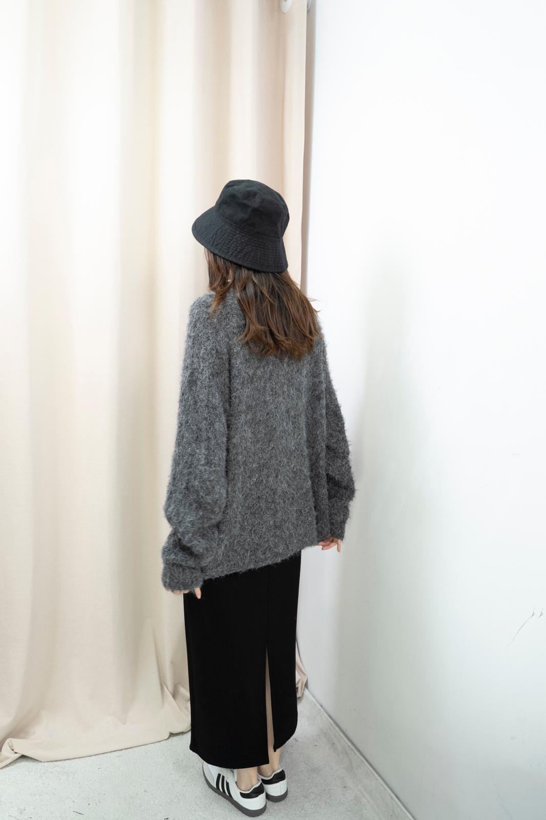 馬海毛鬆鬆針織毛衣（灰色）