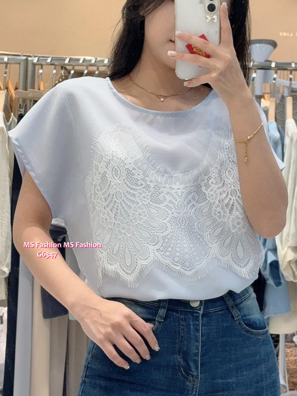 G6347 靚靚拼lace top