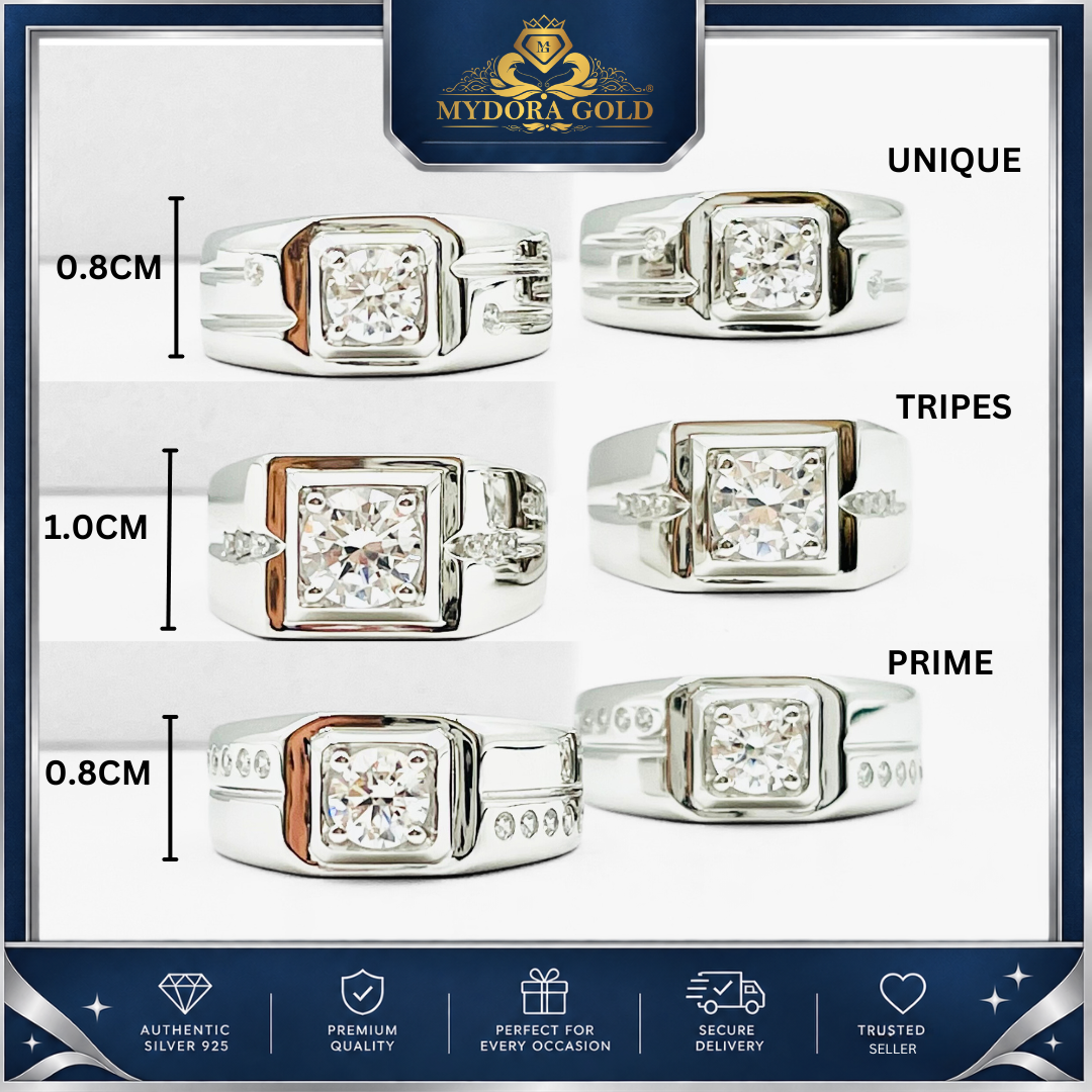MYDORA 925 Silver Ring - Cincin Regal Edge Collection