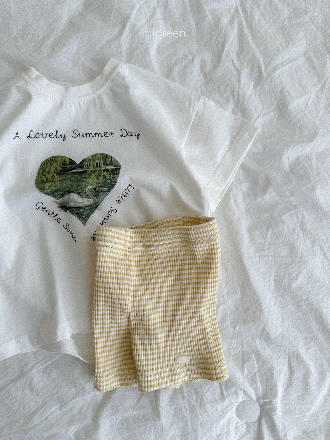 Digreen | stripe Leggings(Yellow/Light Grey 90-100)