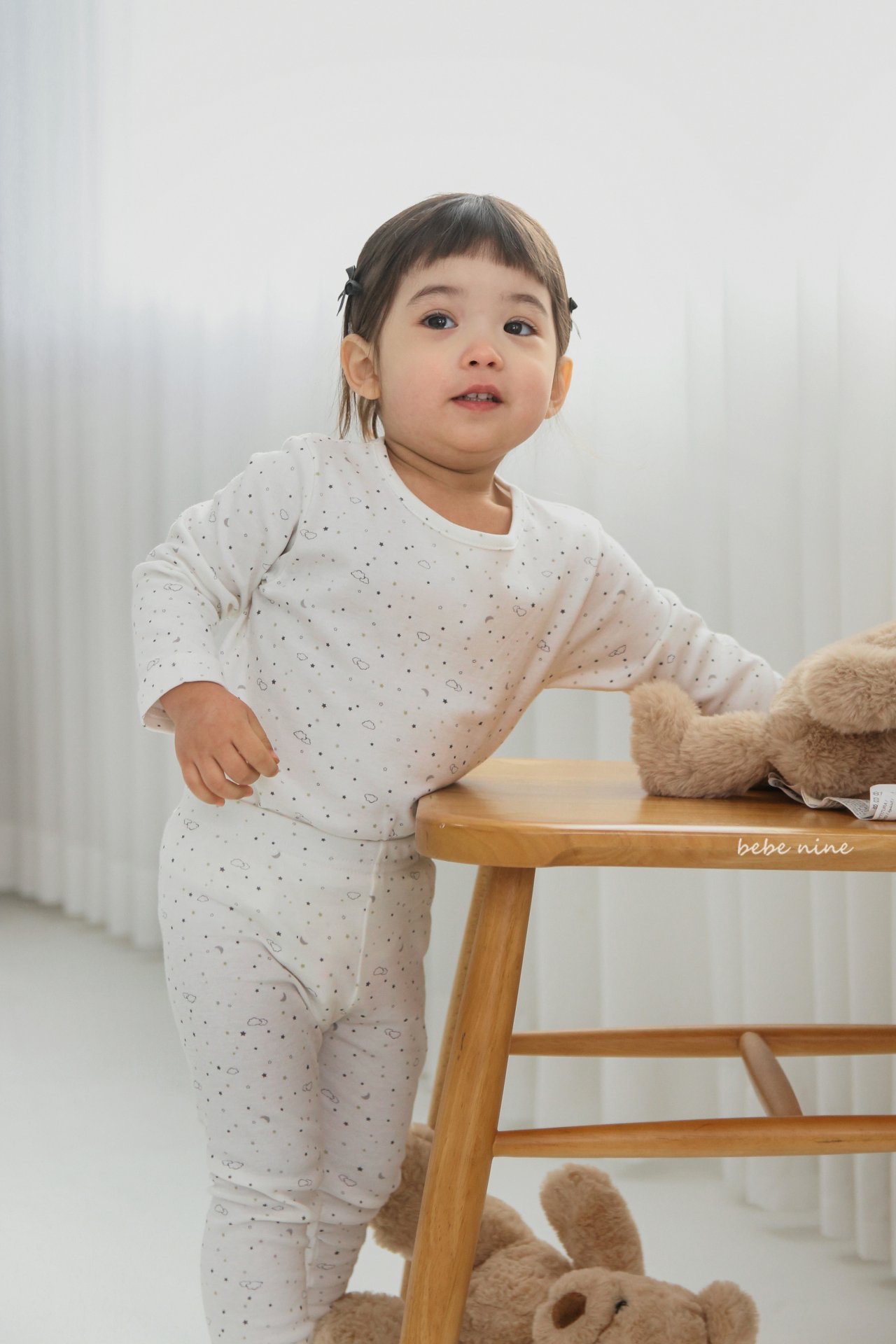 🌸預訂 韓國直送🌸🇰🇷Bebenine兩色簡約波點星月長袖家居服上下套裝