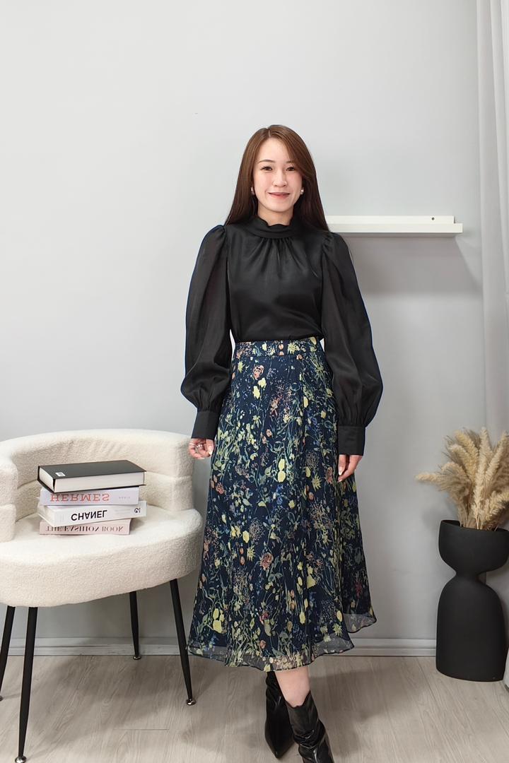 955502 Midnight Garden Chiffon Skirt
