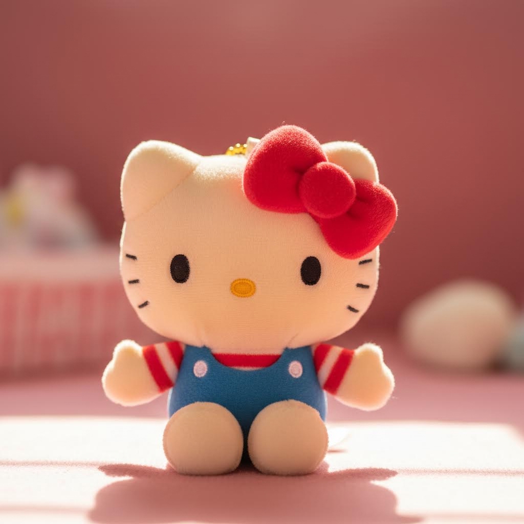 Sanrio - 50周年公仔掛飾 (Hello Kitty紅條紋藍吊帶款)