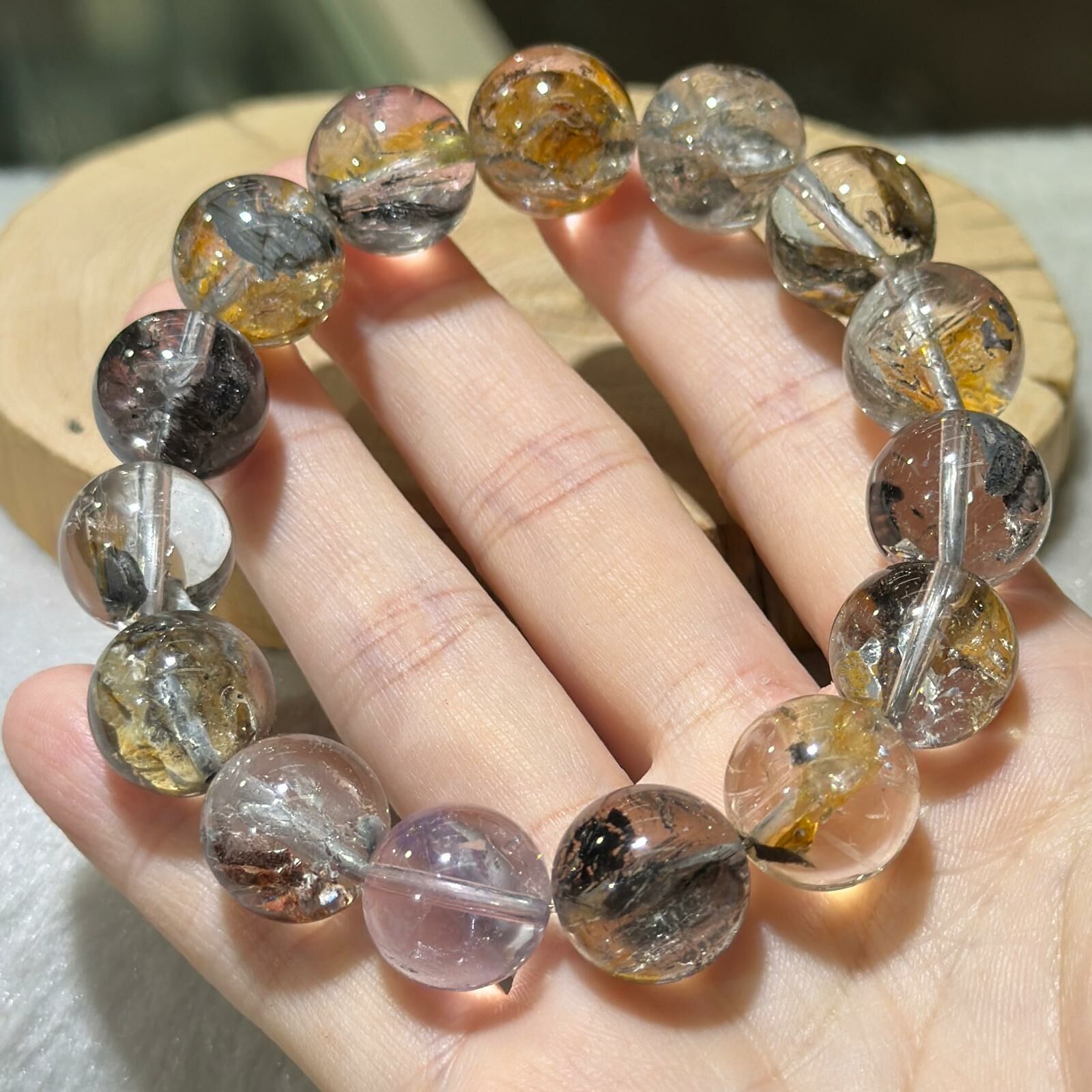 罕有大m✨彩虹閃靈鑽手串 12 mm +/- (#06)