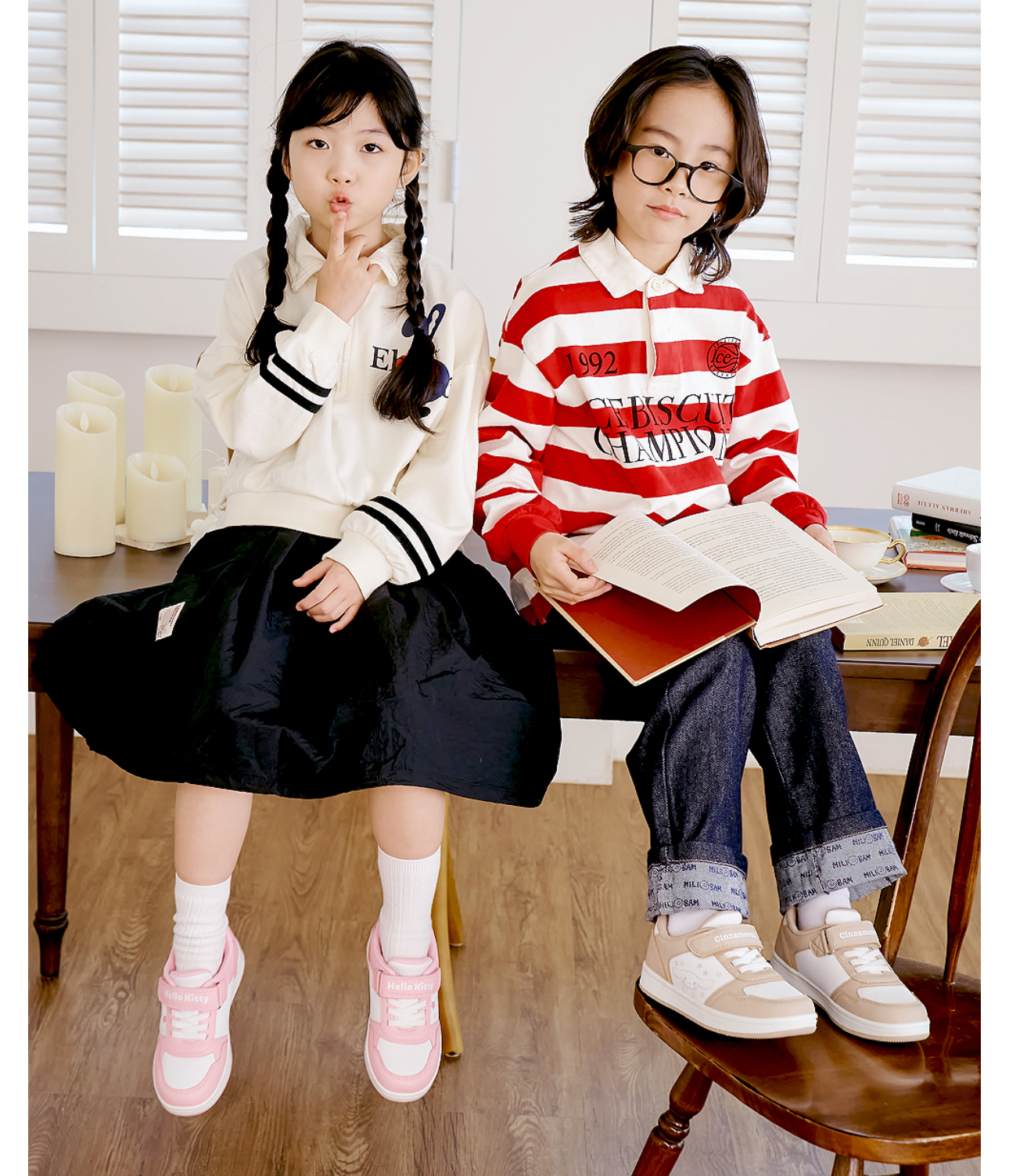 🇰🇷預訂 韓國直送🇰🇷Sanrio 玉桂狗人物印花魔術貼拼色波鞋