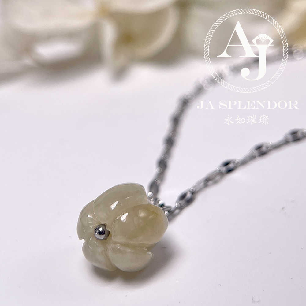 FBG26-H03 淡紫色立體蓮花純銀吊墜 (送鈦鋼項鏈)