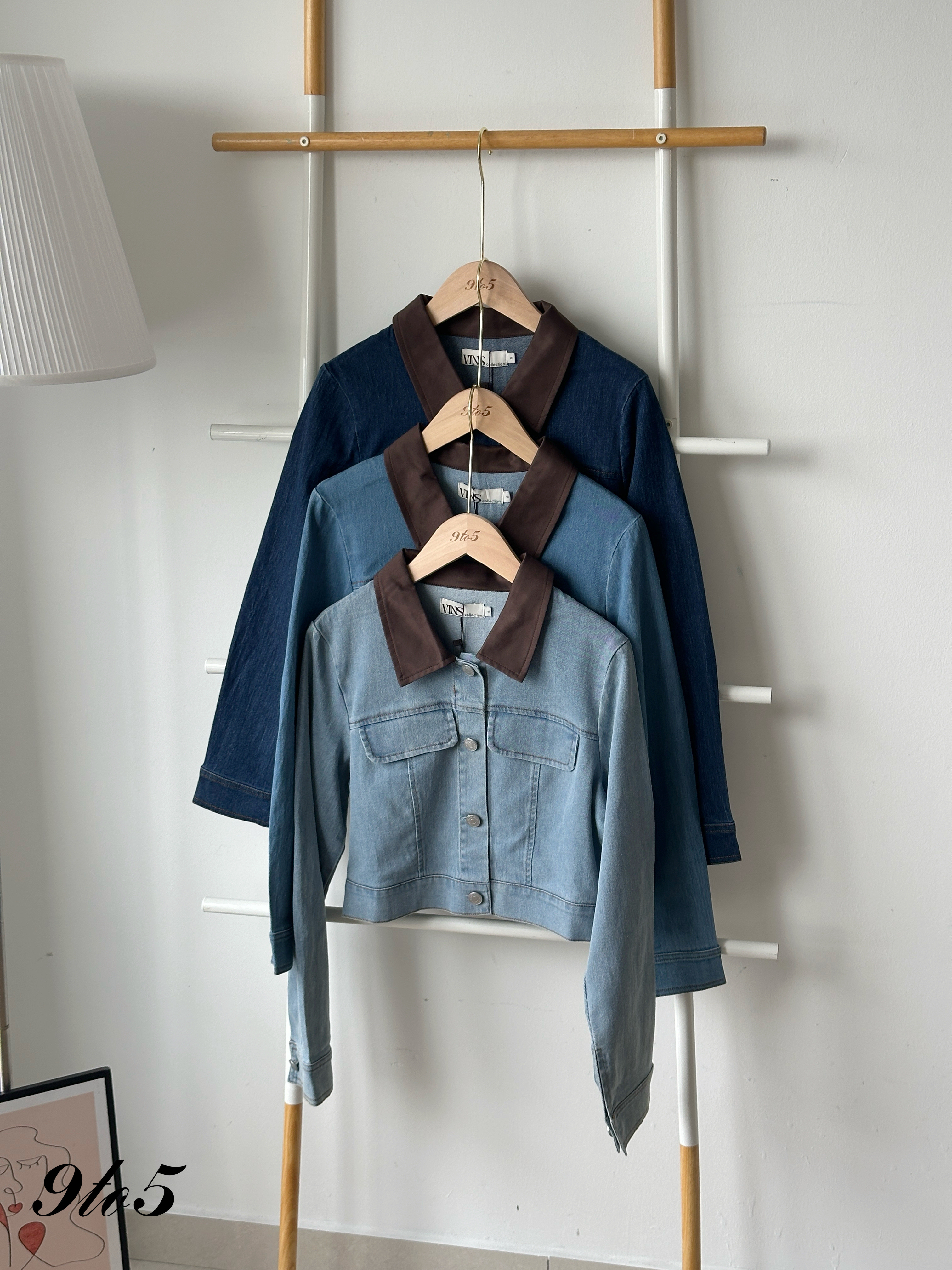 T4218 Brown Collar Denim Jacket - 3 Colors 