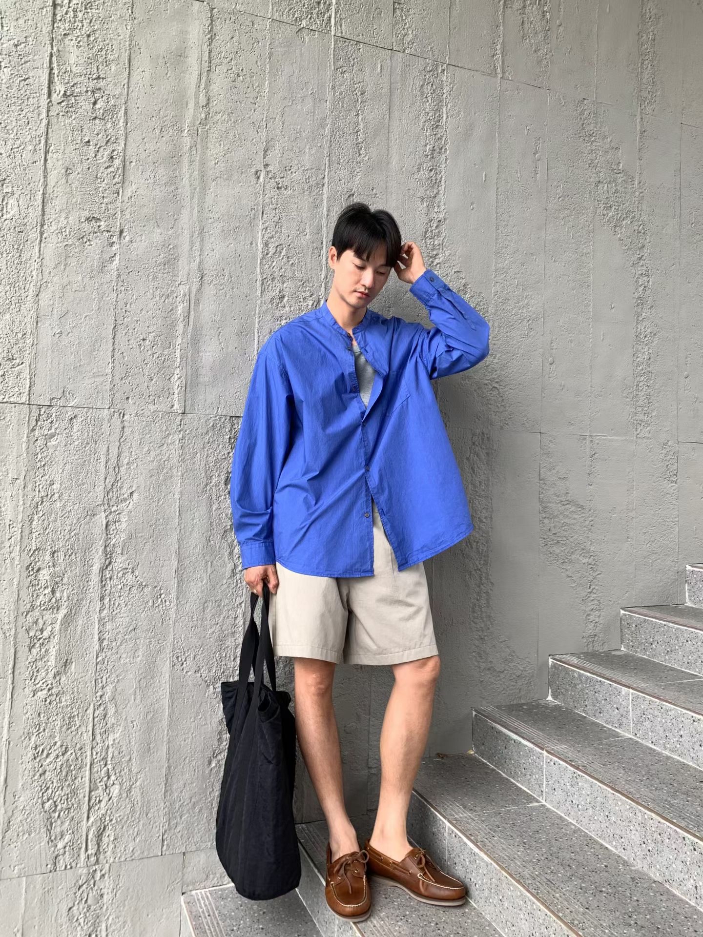 Mandarin collar oversized shirt #sh17