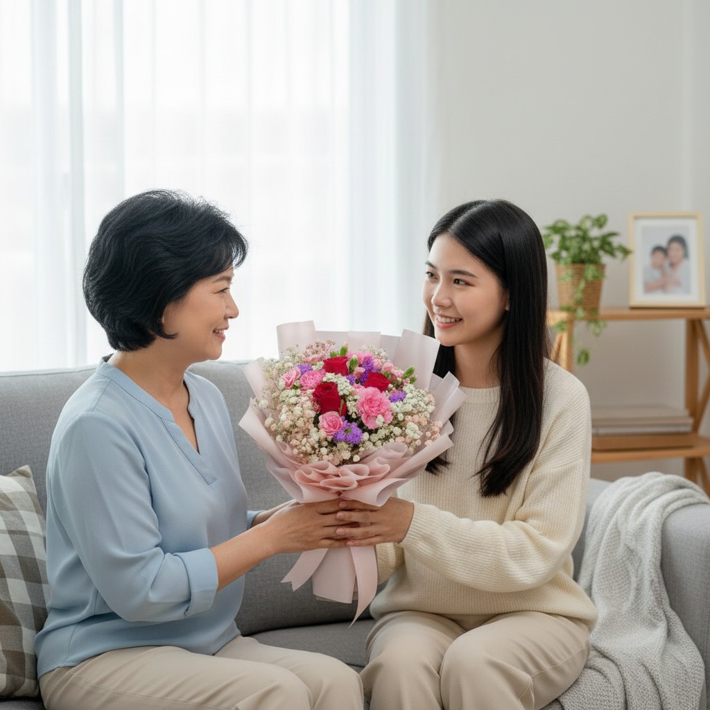   👉🏻鮮👈🏻深粉康乃馨丨紅玫瑰 3x3丨母親節小花束丨母親節花束