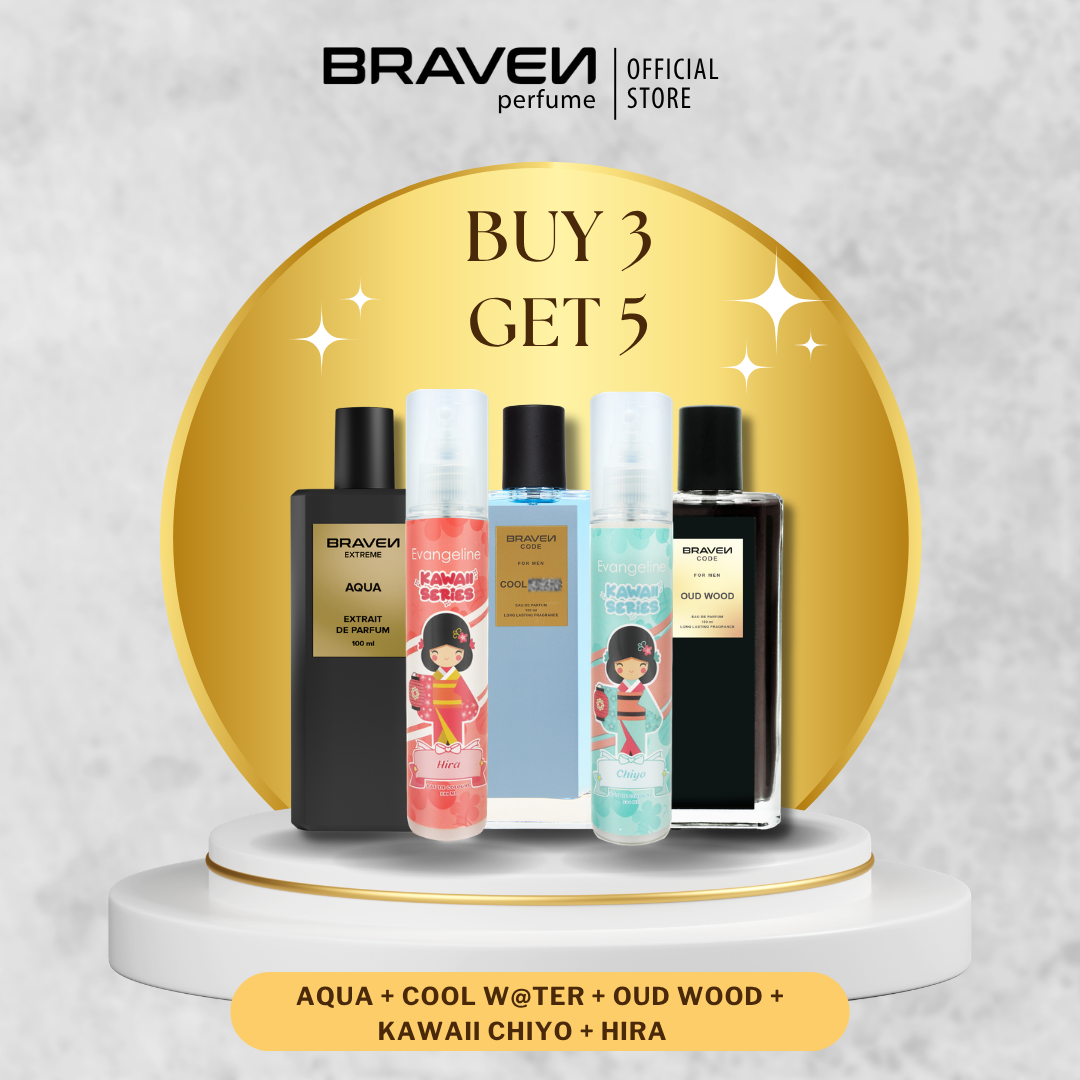 Braven Perfume Combo Set - Buy 3 Get 5 - Extreme Aqua + Cool Water + Oud Wood