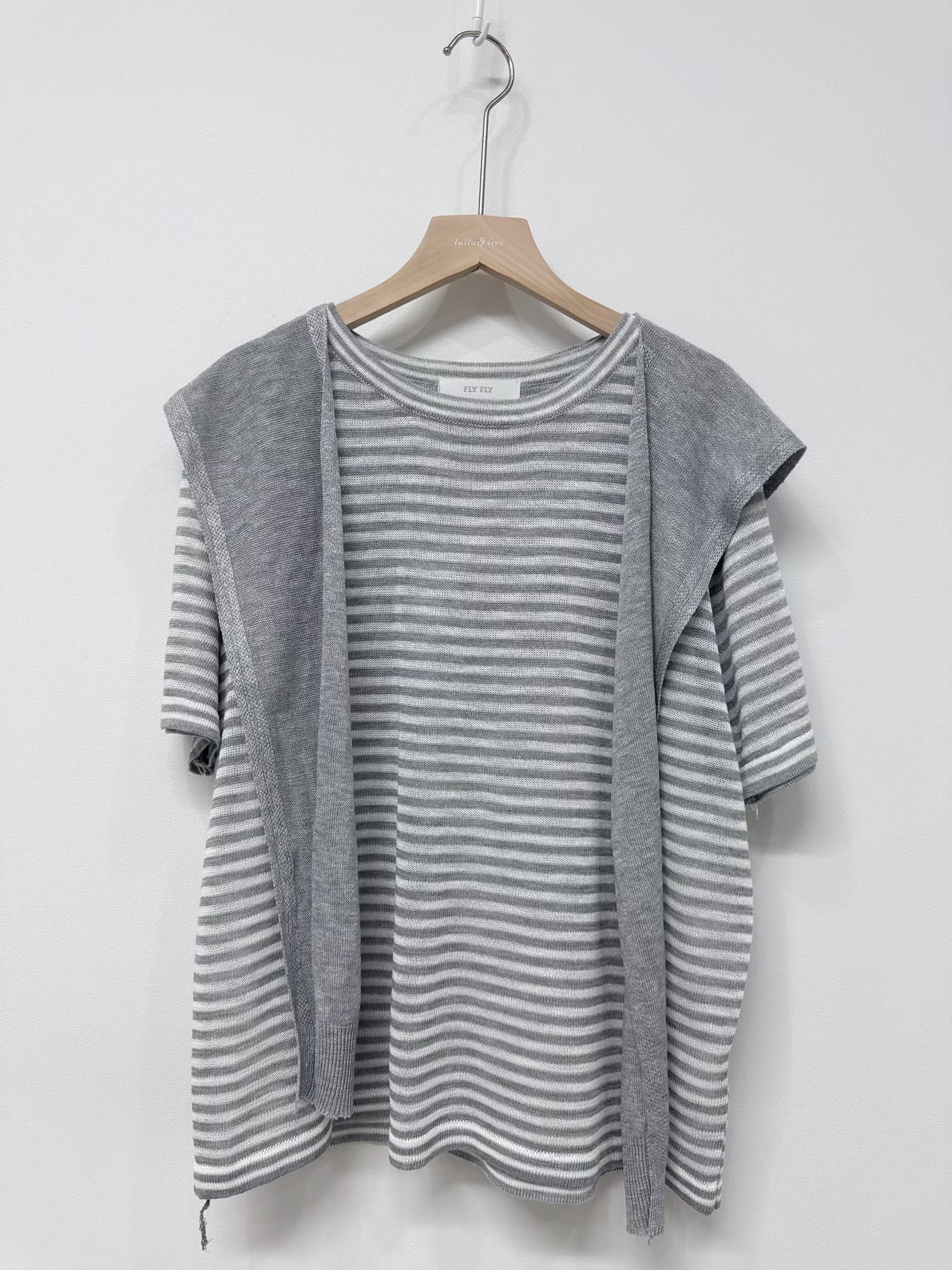 🇰🇷K5577 薄針織橫間假兩件tee