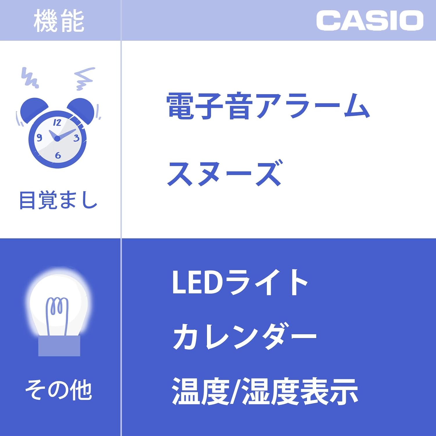 預訂 | 日本 CASIO 電波座枱電子鬧鐘｜溫度濕度顯示・銀色