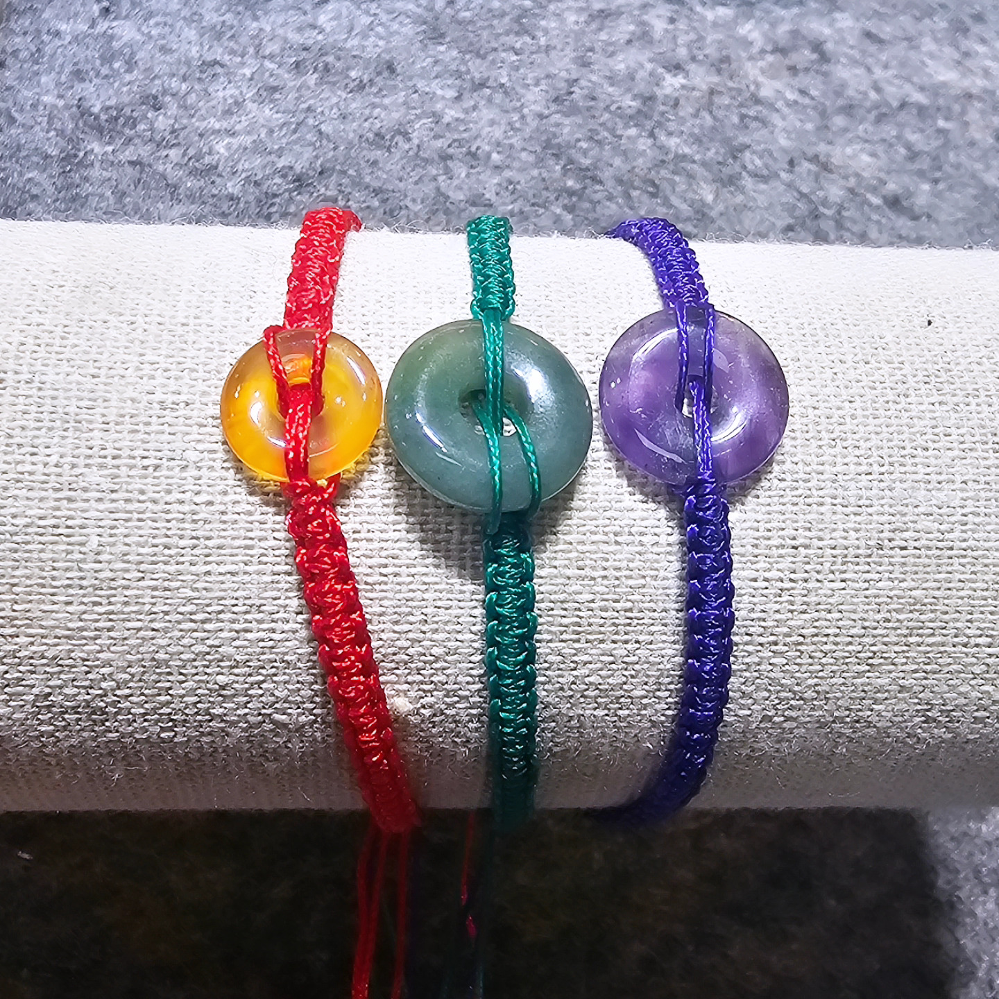 紫水晶平安扣織繩手鏈