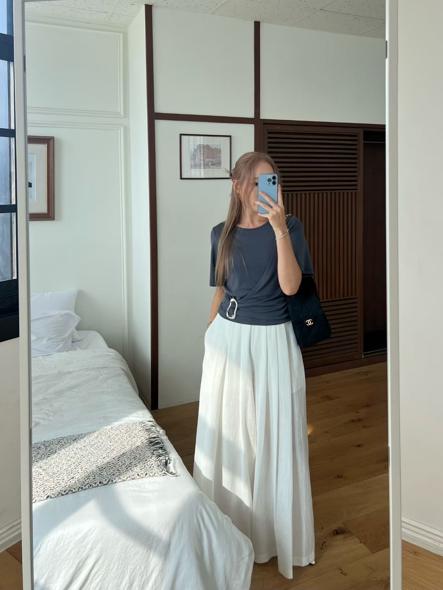 B6 金屬環收腰短 T