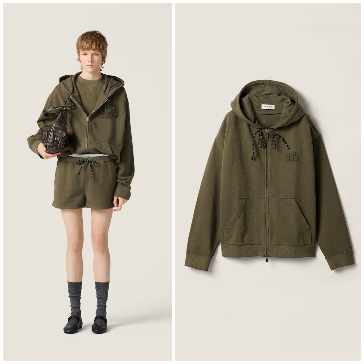 Miu Miu 宽鬆连帽拉链外套