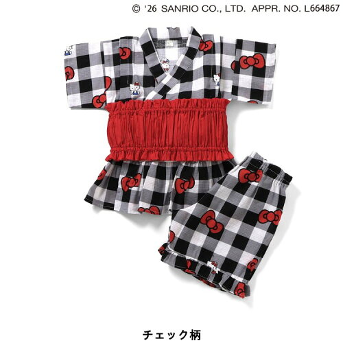 🆕【⭐訂購⭐】🌀 🇯🇵 日本直送 #Kitty / #Melody+#Kuromi 荷葉邊 喇叭袖 甚平+腰帶 三件套裝🌀 [ELDA-0083][260509]