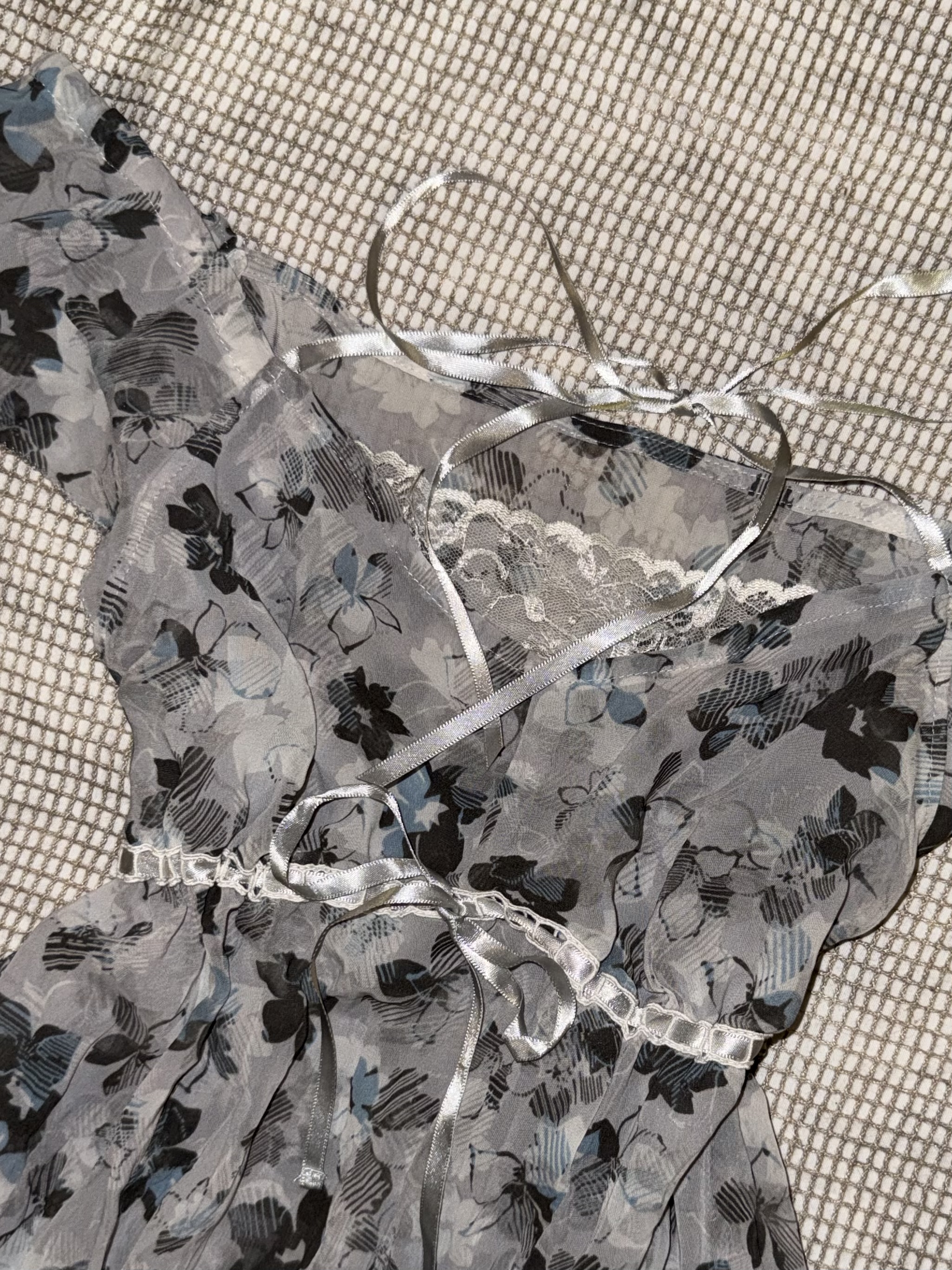 Soft Blue Floral Off-shoulder Top