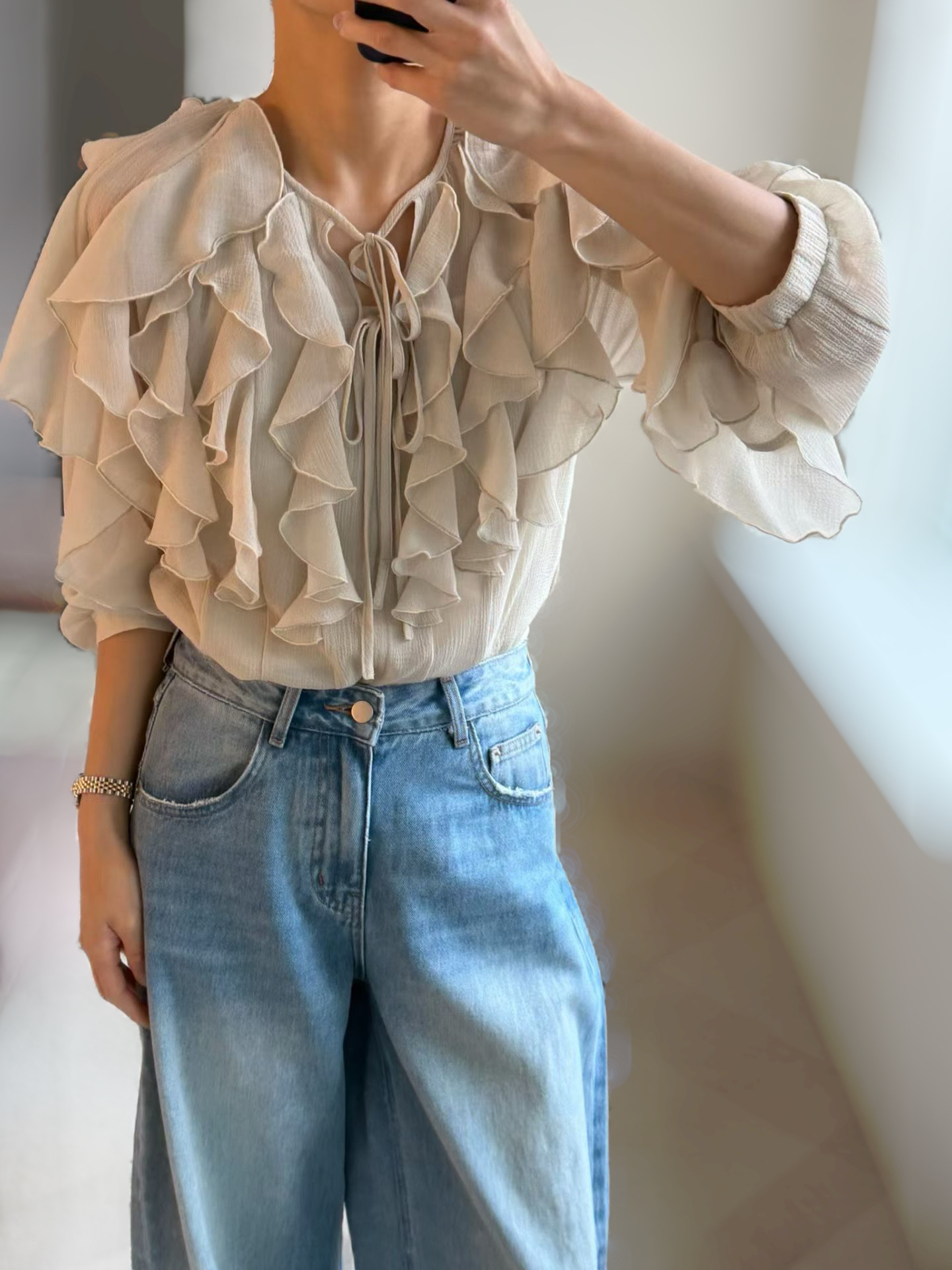 AMORA elegant ruffles blouse
