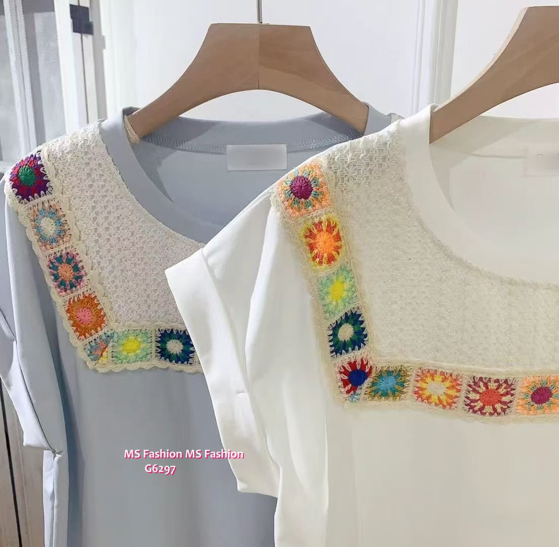 G6297 韓國🇰🇷彩色勾花pattern top