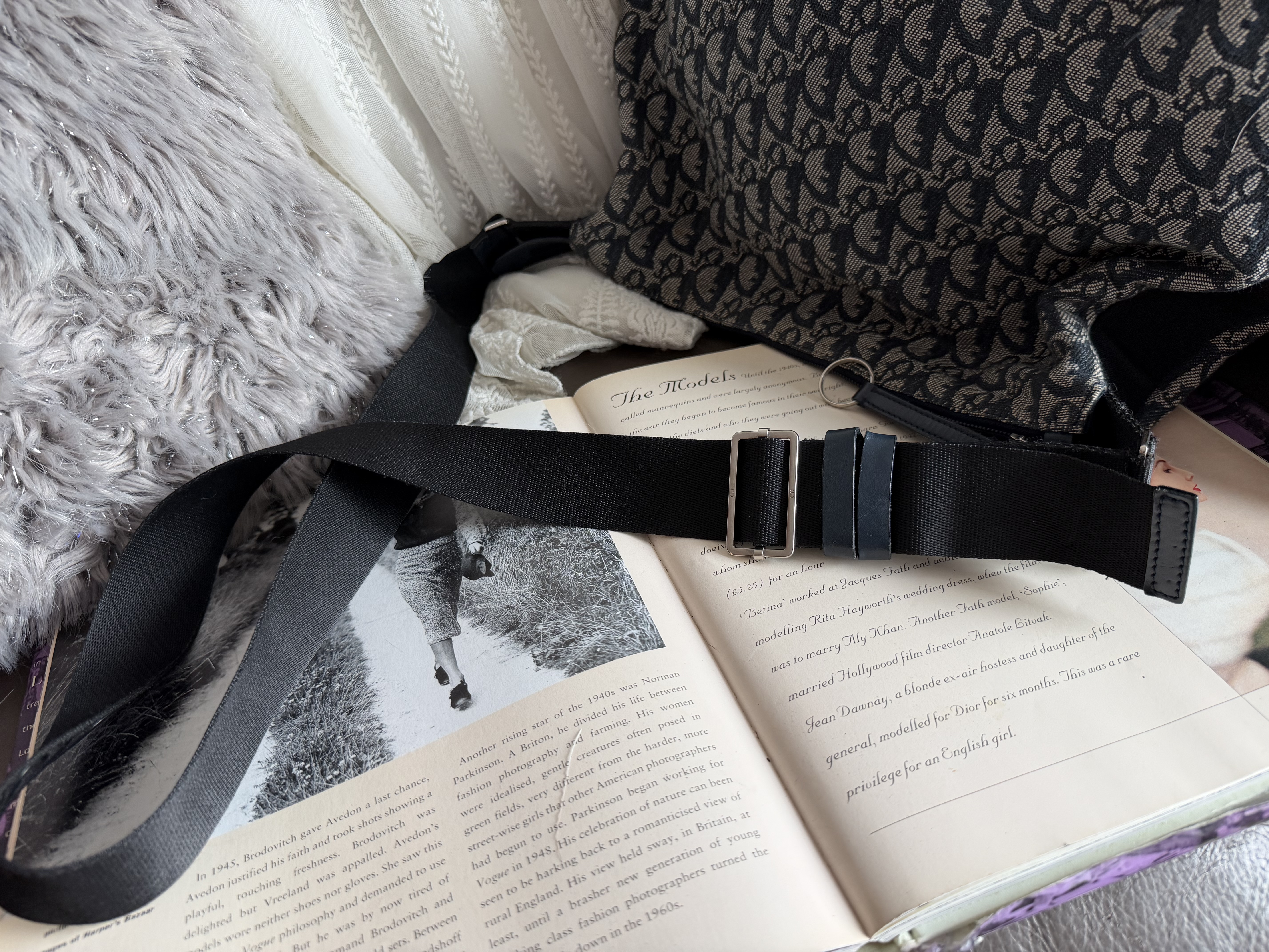 vintage dior navy monogram messenger bag