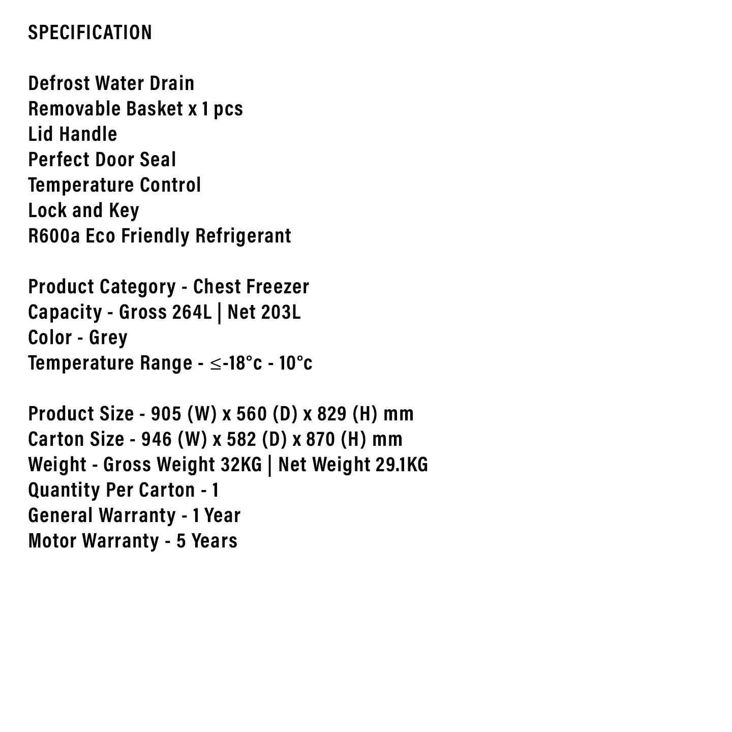 Faber 250L Chest Freezer FROSTAC 259GR