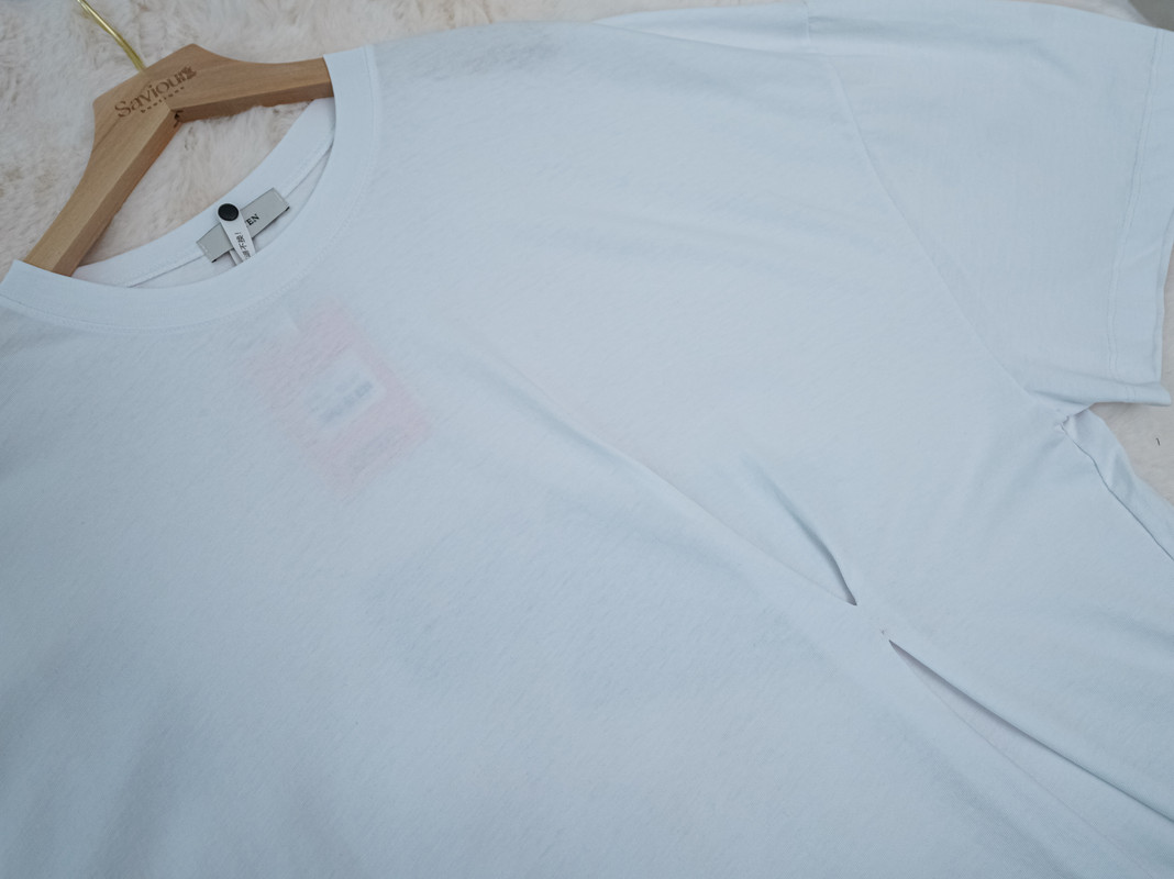Adjustable Waist Oversized White T-Shirt with Drop Shoulders ‖ 可收腰设计宽松纯白落肩T恤 KR01312203