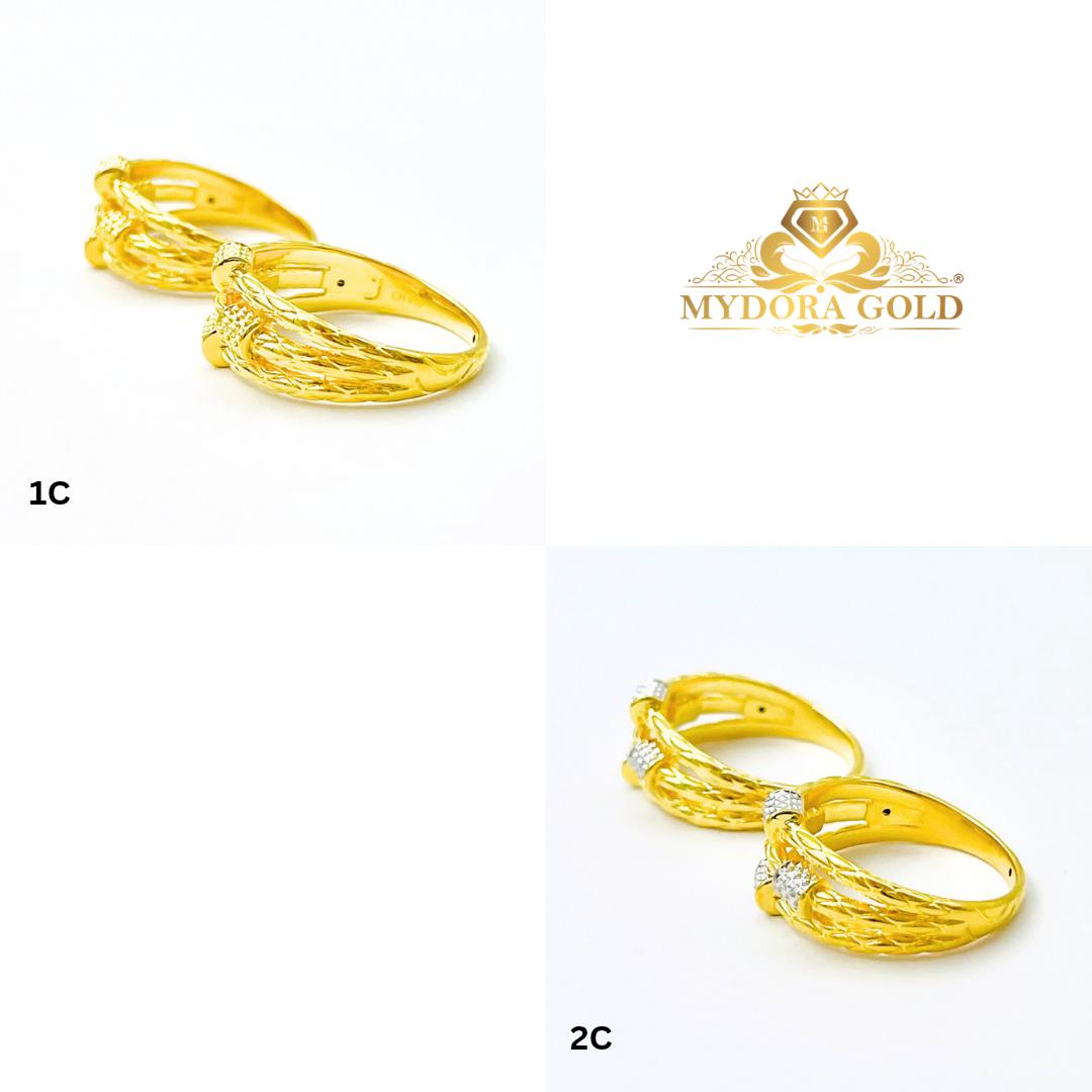 MYDORA Emas 916 Cincin Diamond Skru 3 Layer (5G) l EMAS 916/22K