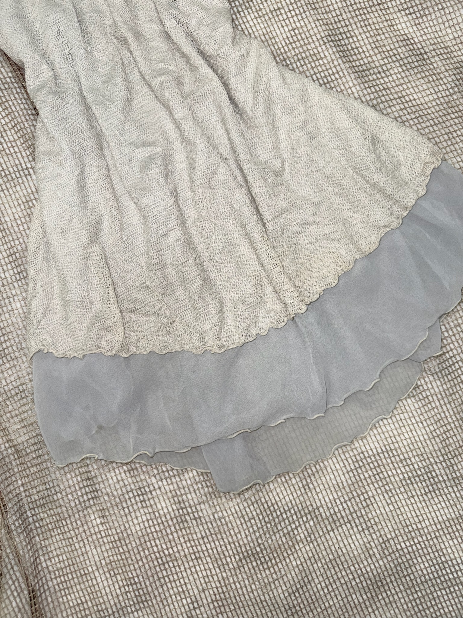 Balletcore Grey Slip Dress with White Lace Bodice