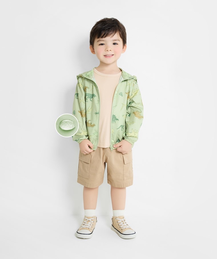 💚預訂 台灣直送💚兩色恐龍滿印抗UV輕型連帽風衣外套