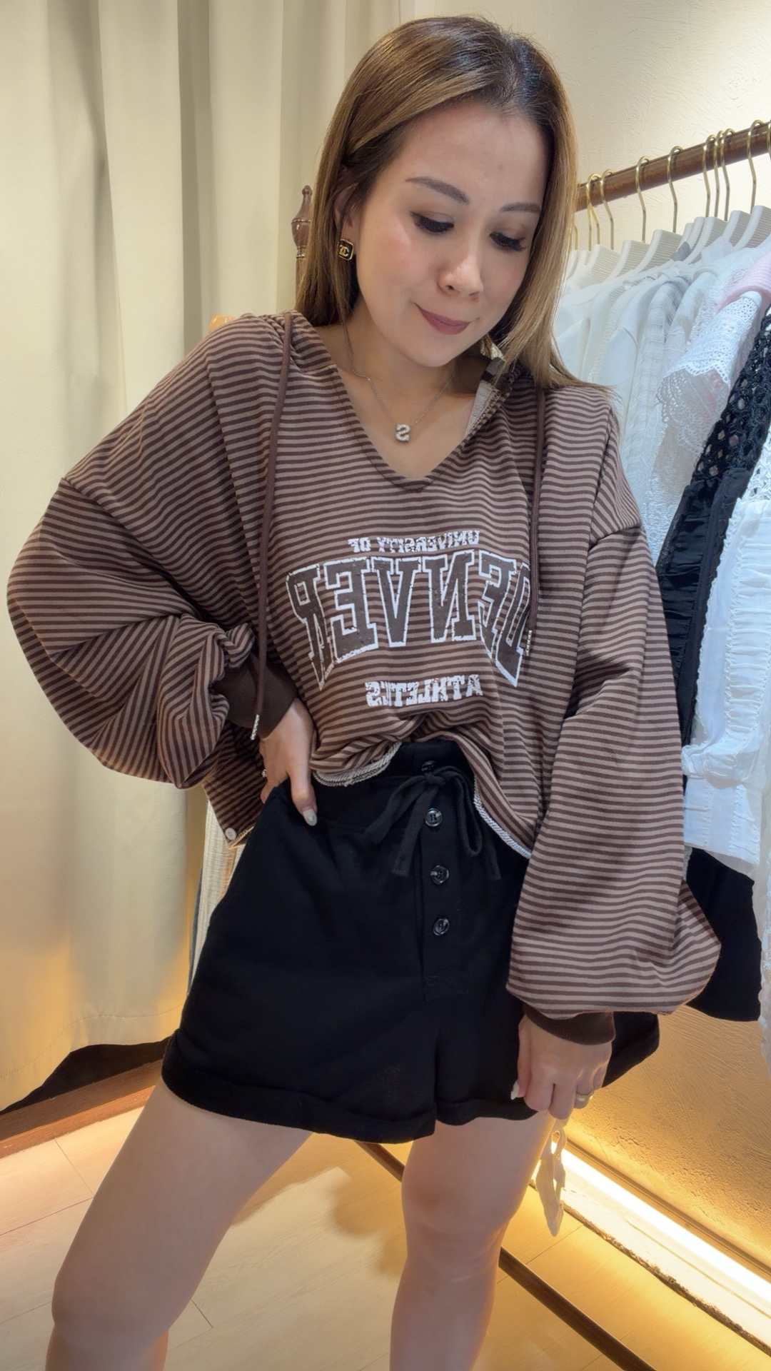 New條紋連帽休閒上衣