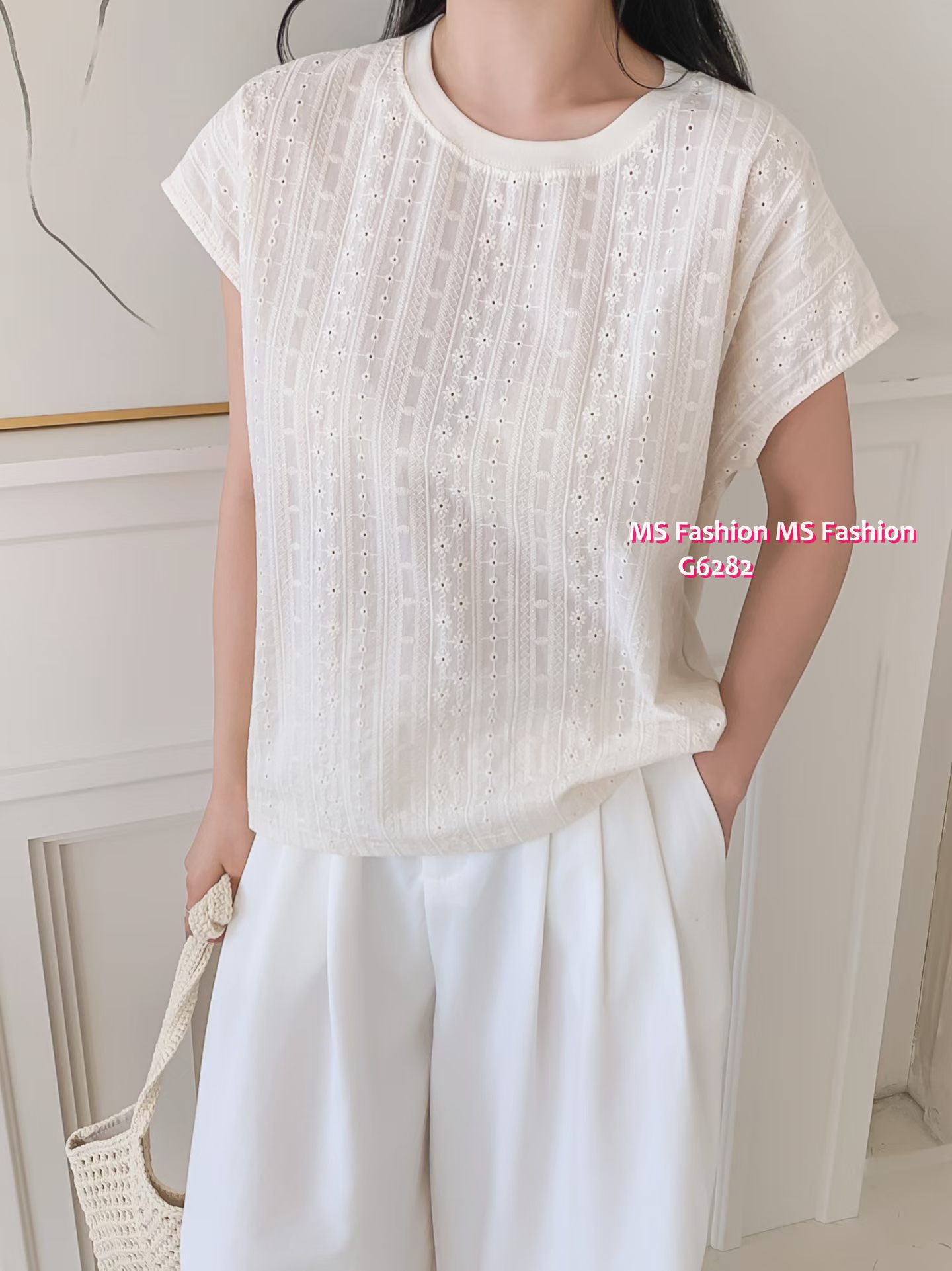 G6282 韓國🇰🇷淨色通花top