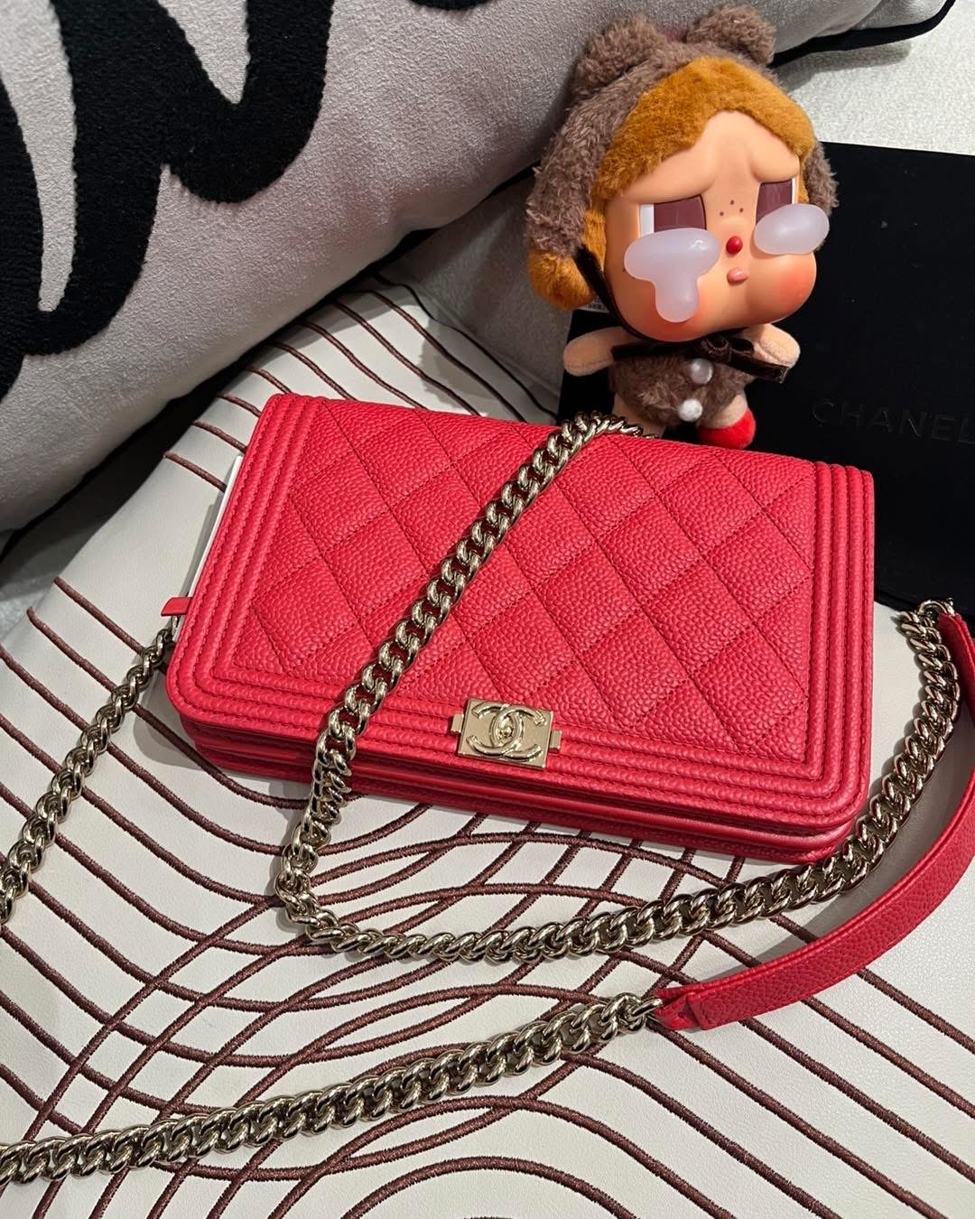 未使用品 Chanel wallet on chain 荔枝牛皮金鏈 100%Authentic ,unused 未使用品  ✅ 28貼 ✅dust bag✅box