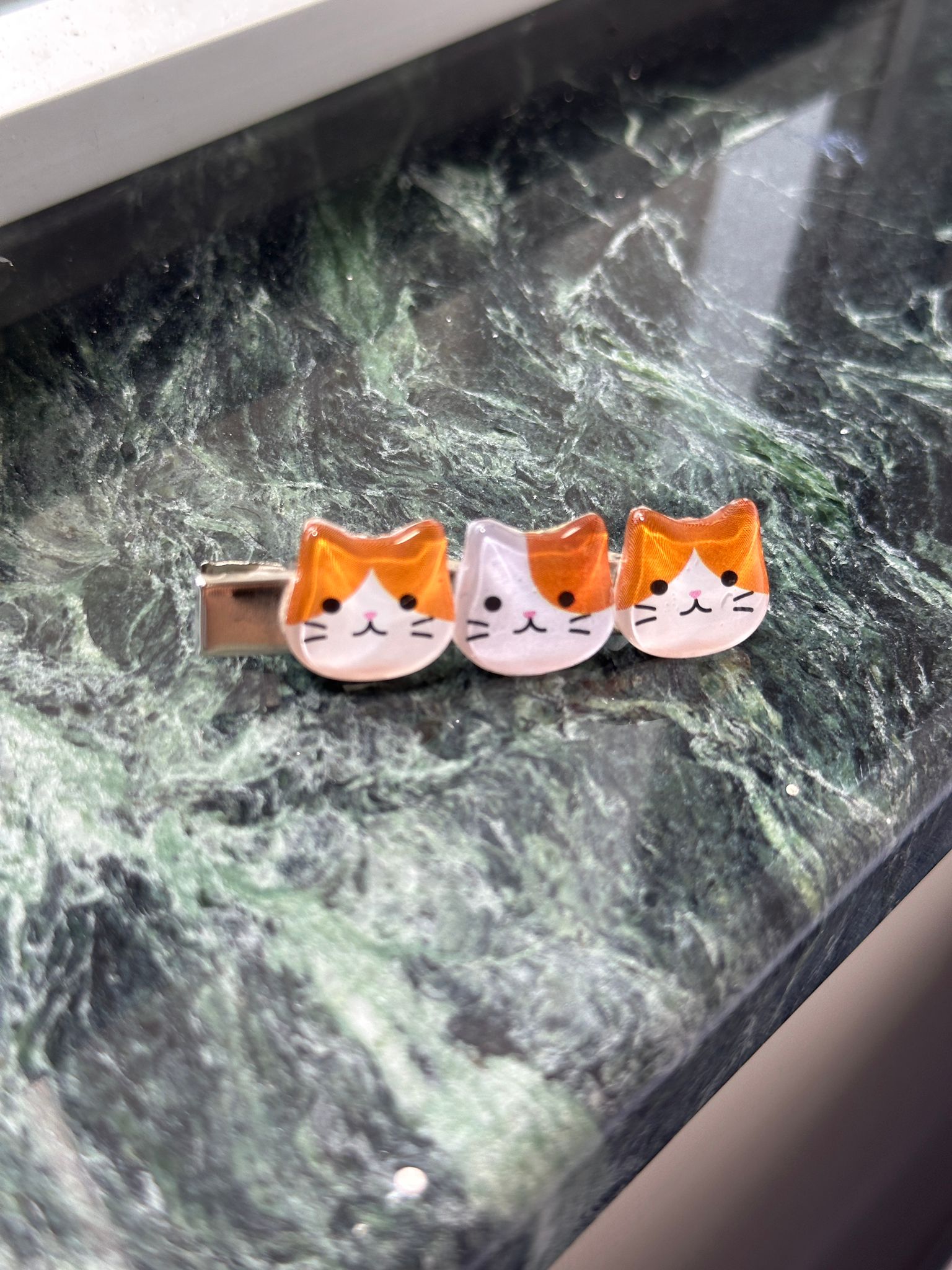 橘色三貓咪造型髮夾